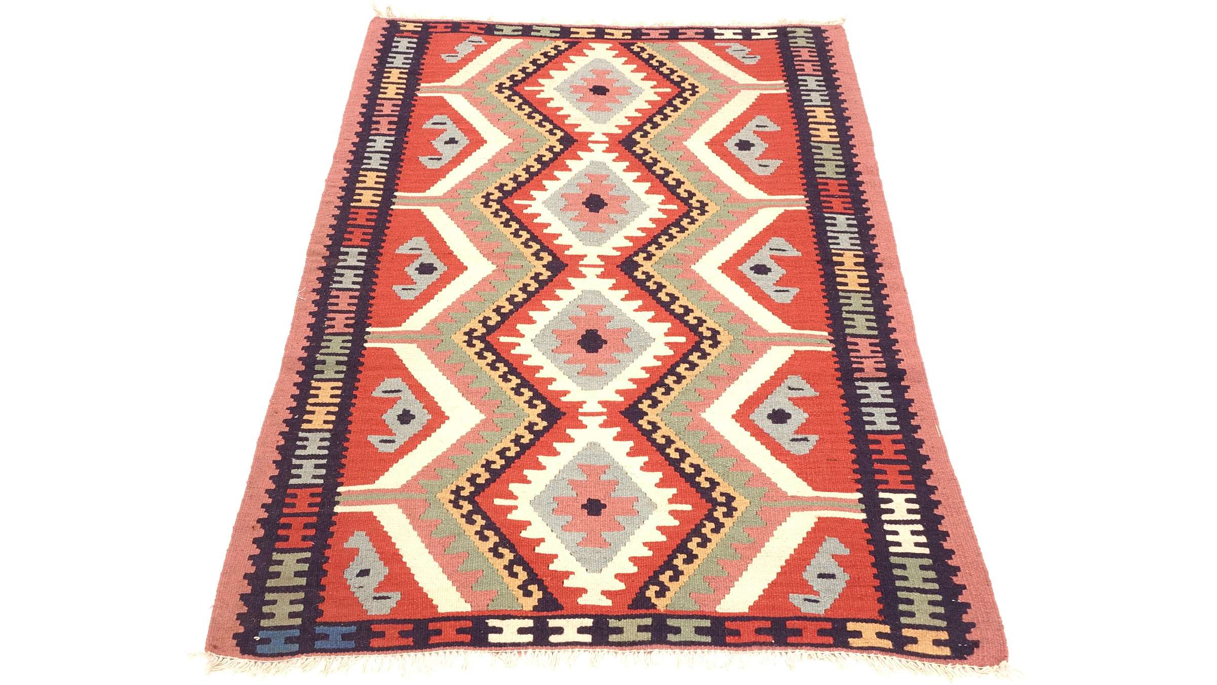 Perserteppich Kelim Ardebil 100x150 Handgewebt Braun Geometrisch Handarbeit Zimmer