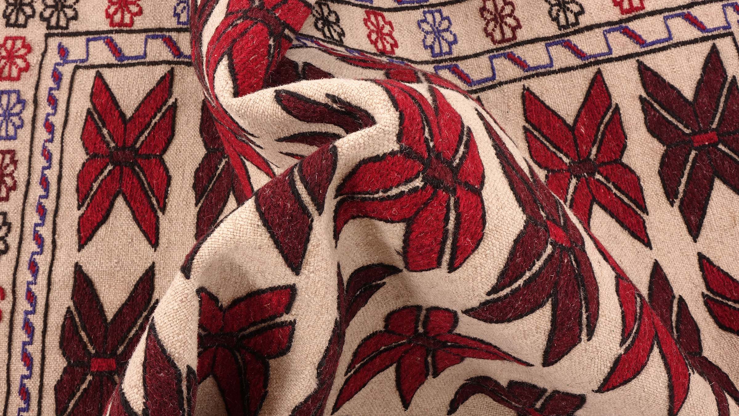 Afghan Kelim Gol Barjasta Teppich 120x180 Handgewebt Beige Geometrisch Handarbeit