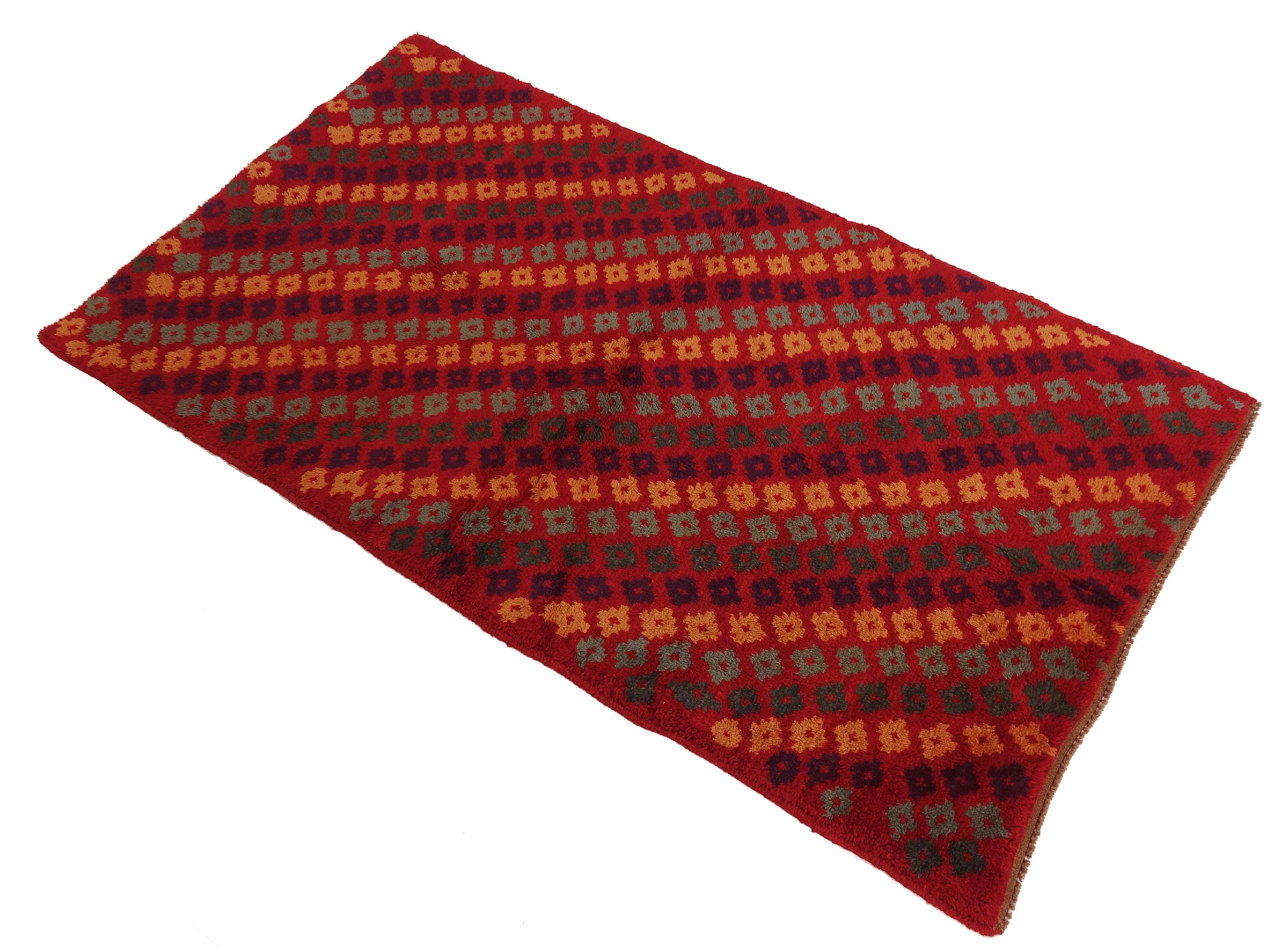 Gabbeh Teppich 110x190 Handgeknüpft Rot Gestreift Orientalisch UNIKAT Kurzflor