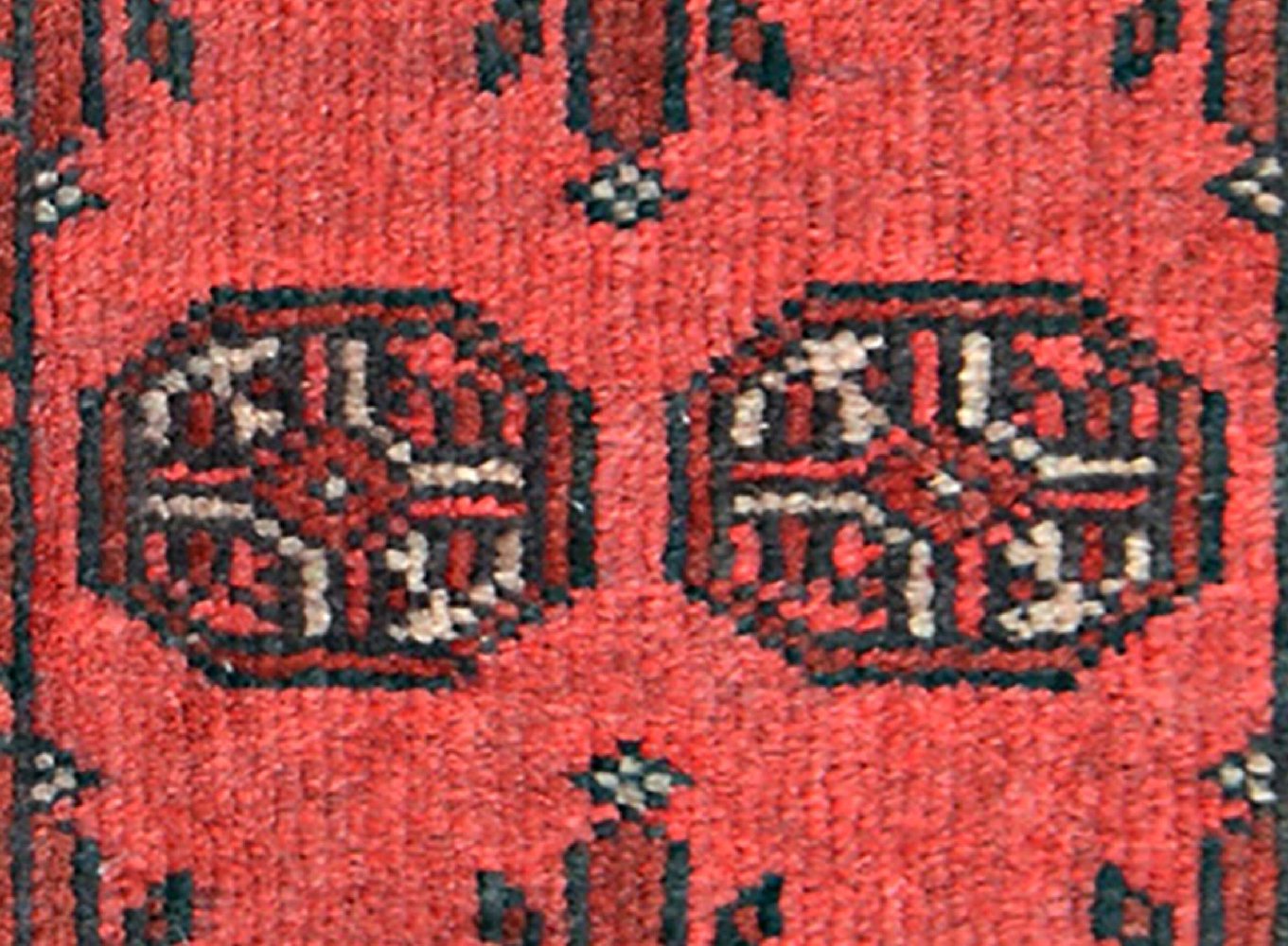 Afghan Aqcha Poshti Teppich 40x60 Handgeknüpft Rot Geometrisch Orient Kurzflor