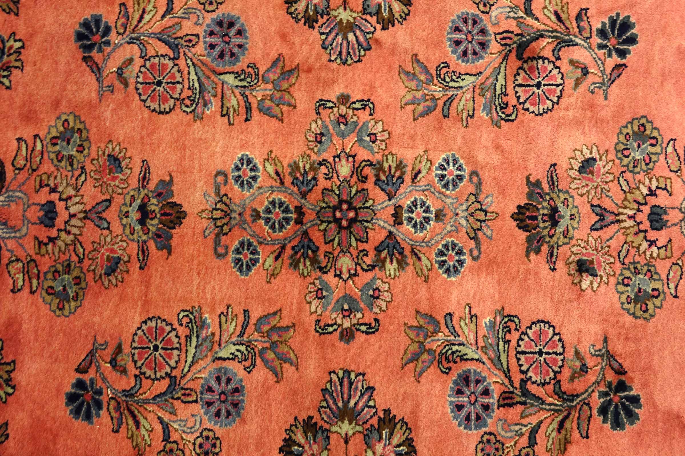 Sarough Teppich 180x290 Handgeknüpft Rosa Floral Wolle Kurzflor Rug