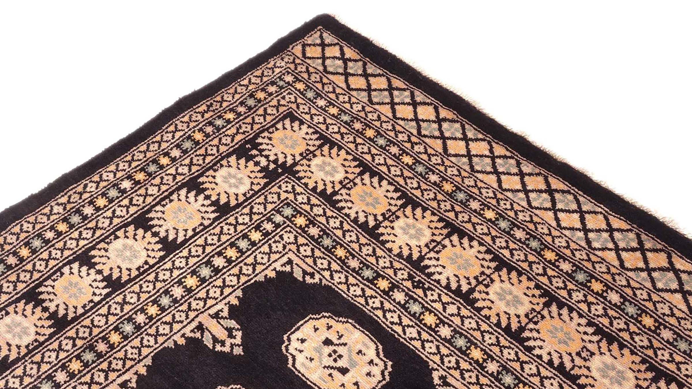 Pakistan Buchara 3ply Teppich 170x240 Handgeknüpft Schwarz Geometrisch Orient Kurzflor