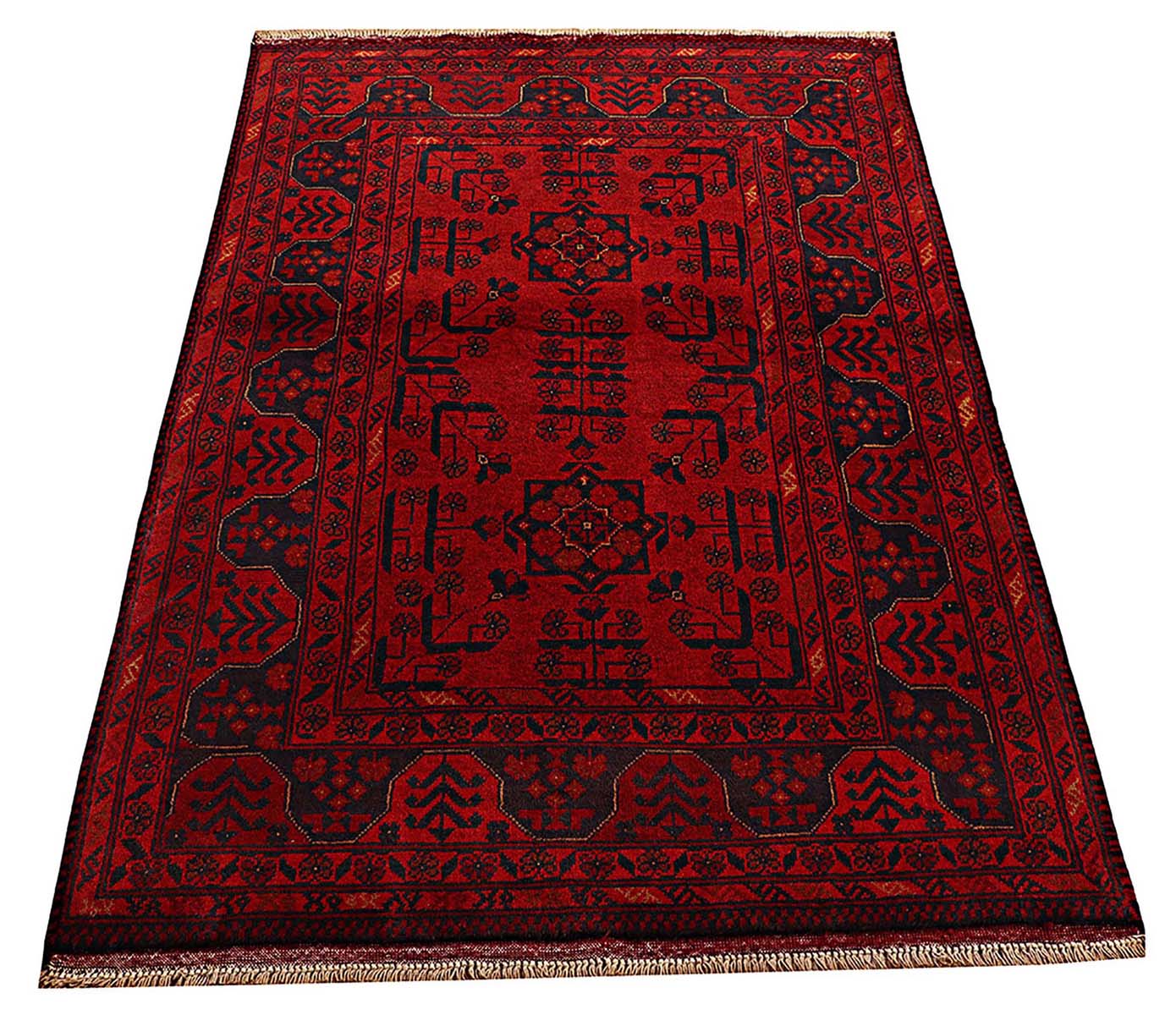 Afghan Khal Mohammadi Teppich 100x150 Handgeknüpft Braun Geometrisch Orient Kurzflor
