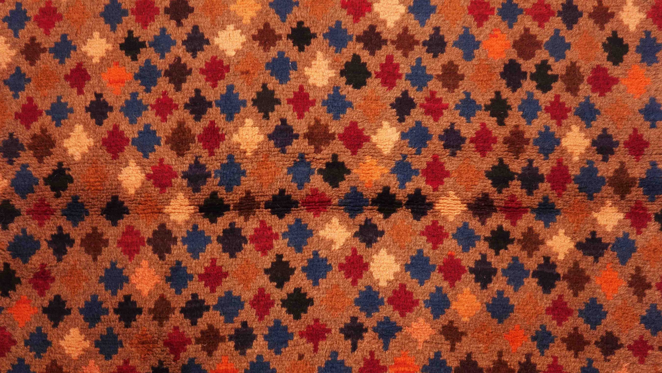 Gabbeh Teppich 110x180 Handgeknüpft Braun Streifen Orientalisch UNIKAT Kurzflor