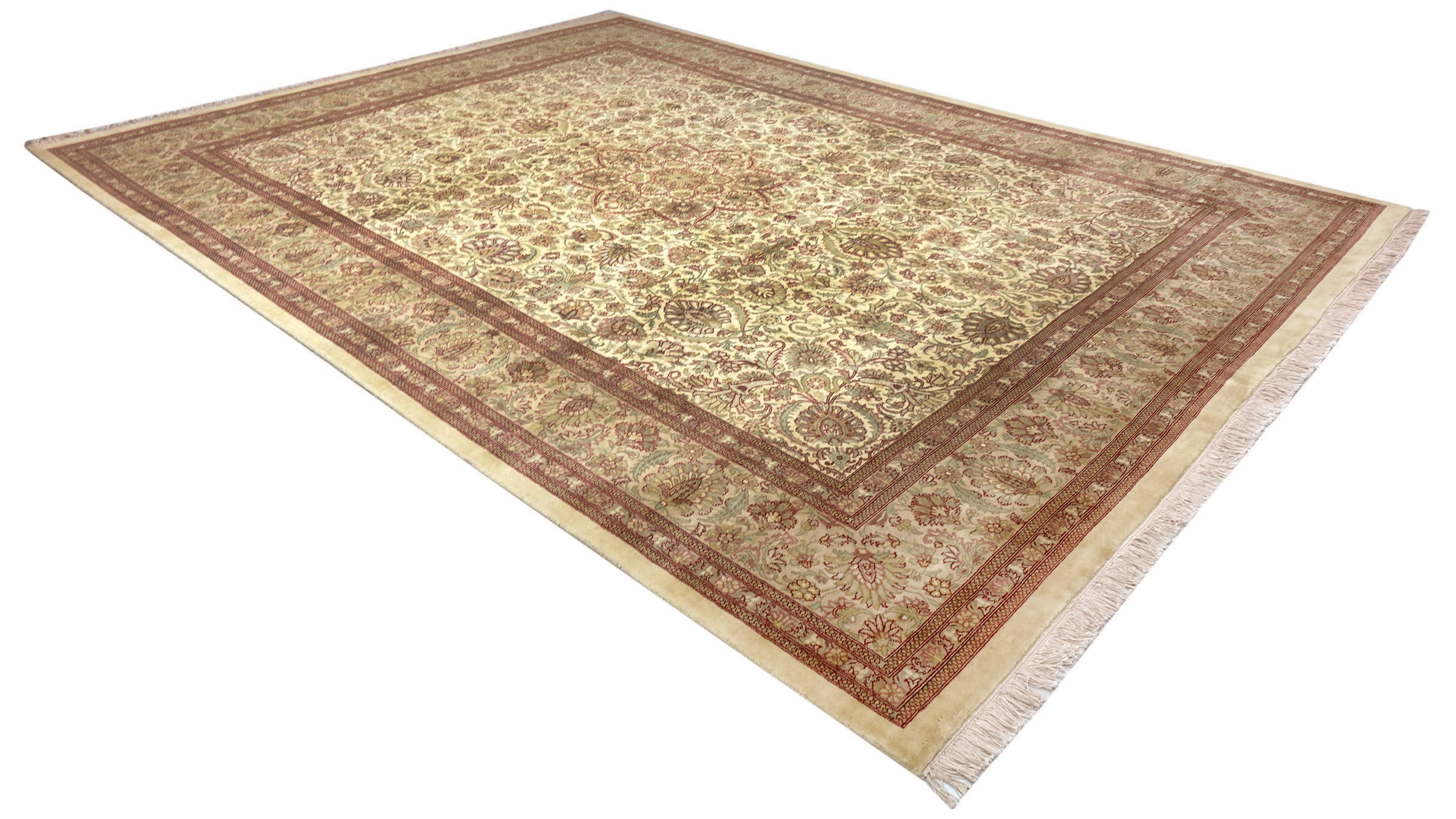 Pakistan Ziegler Ferahan Teppich 250x350 Handgeknüpft Beige Floral Orient Kurzflor