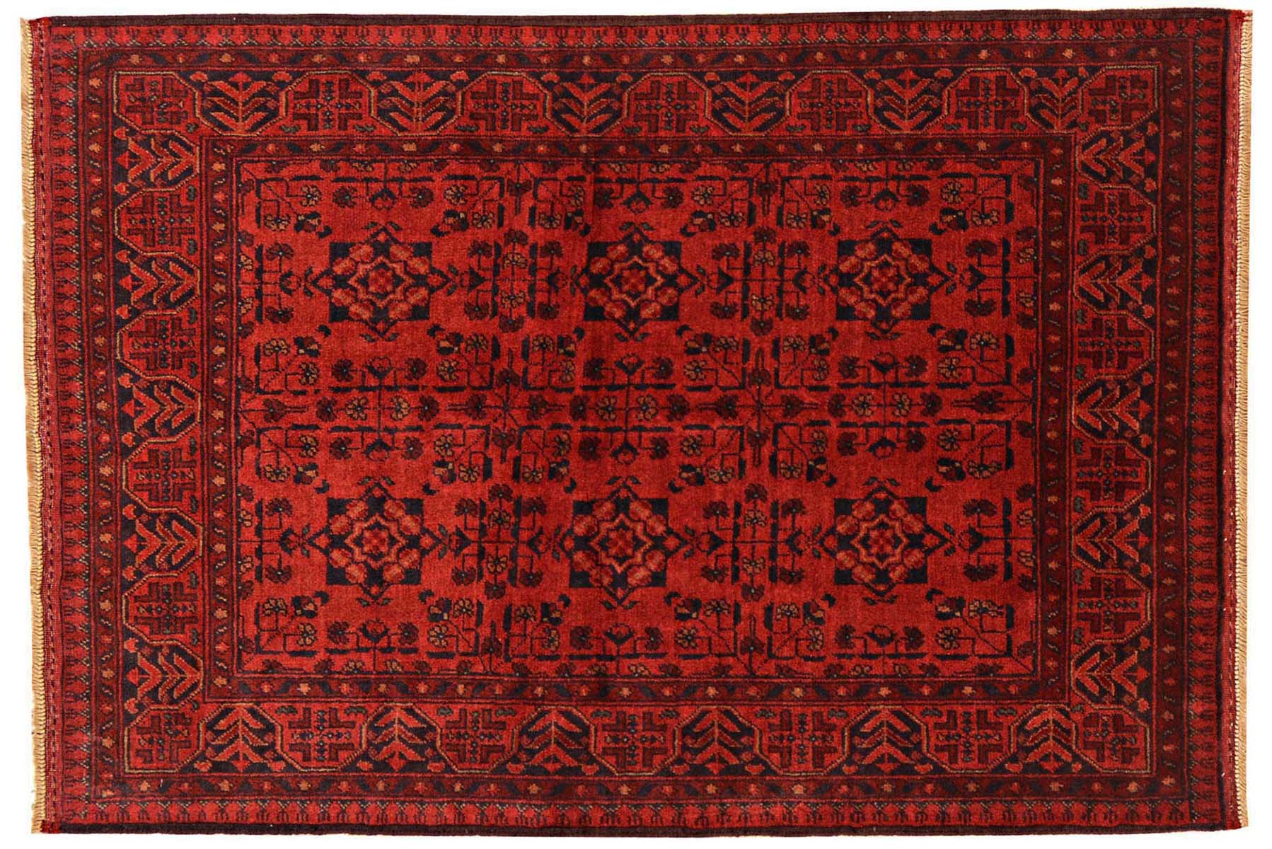 Afghan Khal Mohammadi Teppich 100x150 Handgeknüpft Braun Geometrisch Orient Kurzflor