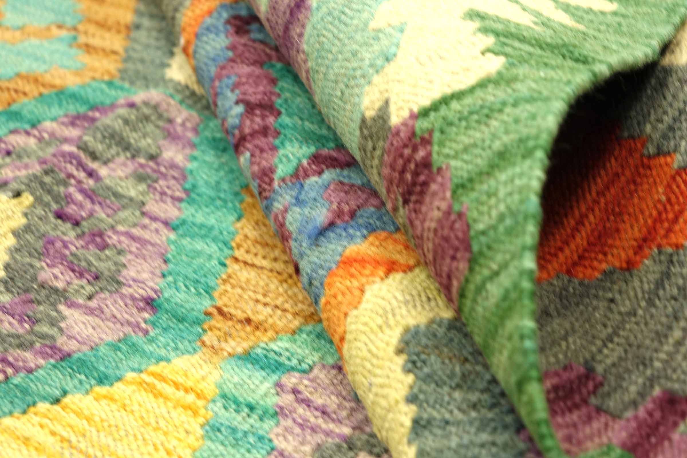 Afghan Maimana Kelim Bunt 250x350 Handgewebt Teppich Bunt Geometrisch Orient