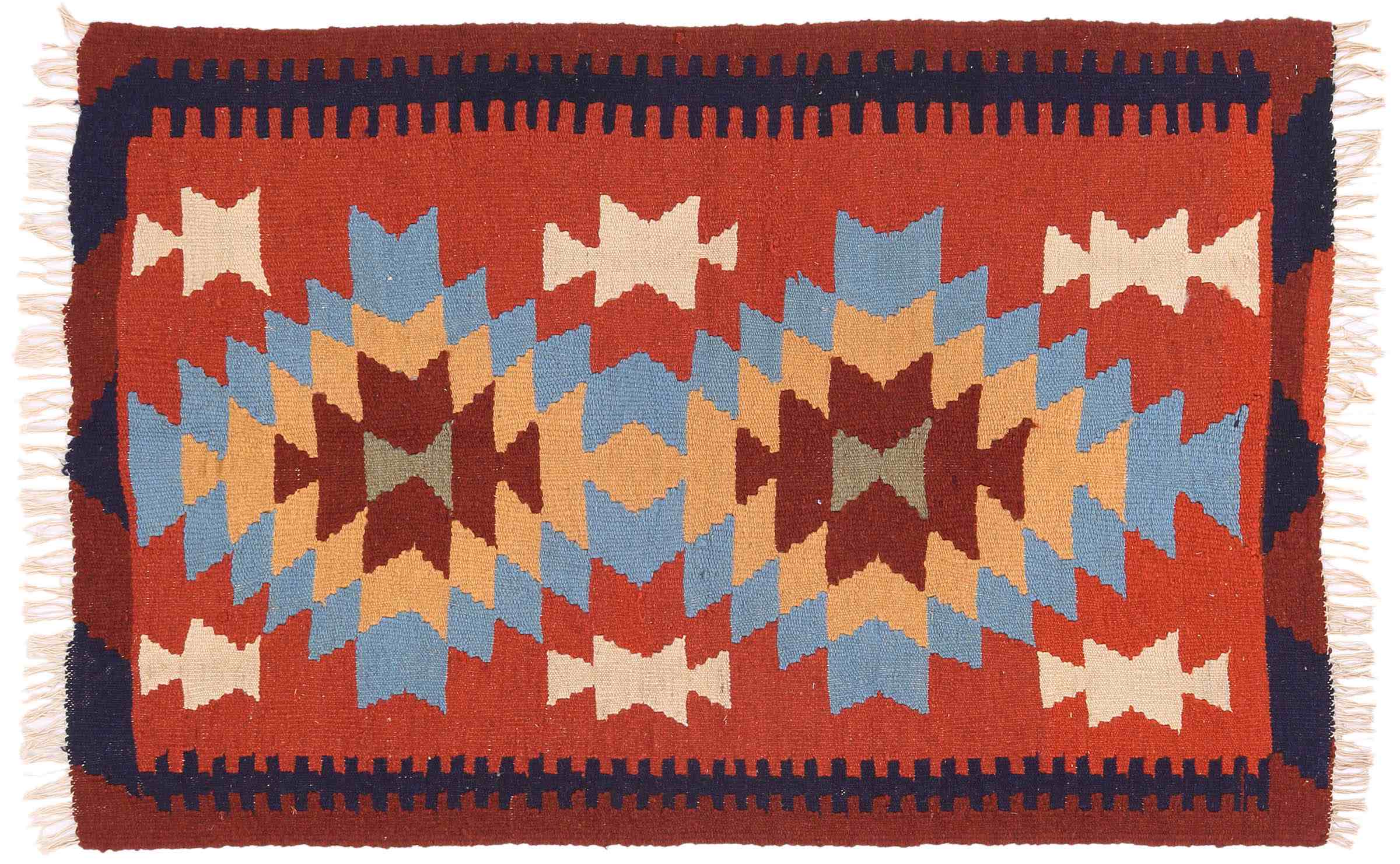 Perserteppich Kelim Ardebil 90x130 Handgewebt Braun Geometrisch Handarbeit Zimmer