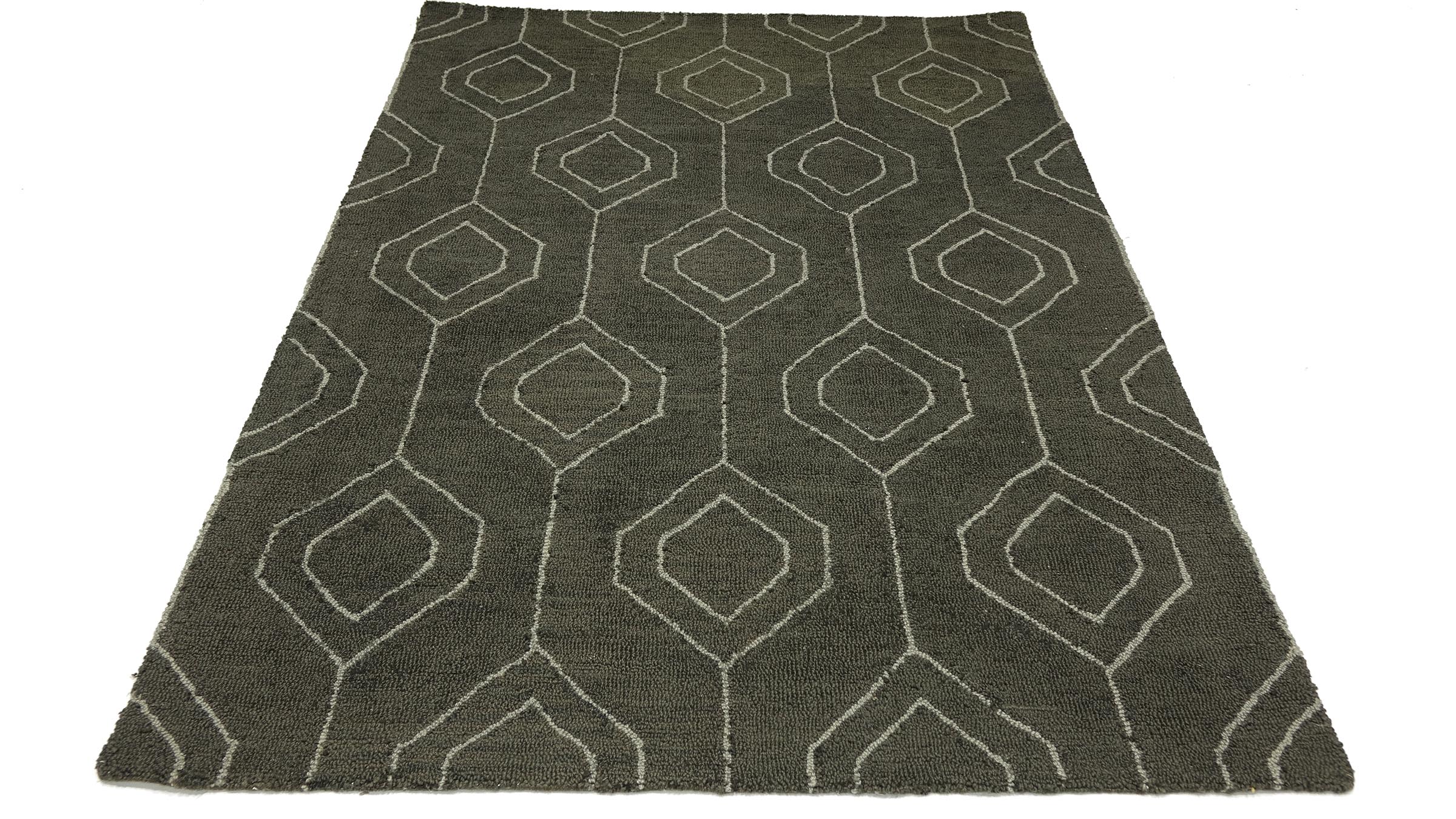 Teppich Handgefertigt 160x230 Grau Durchgemustert Handarbeit Handtuft Modern