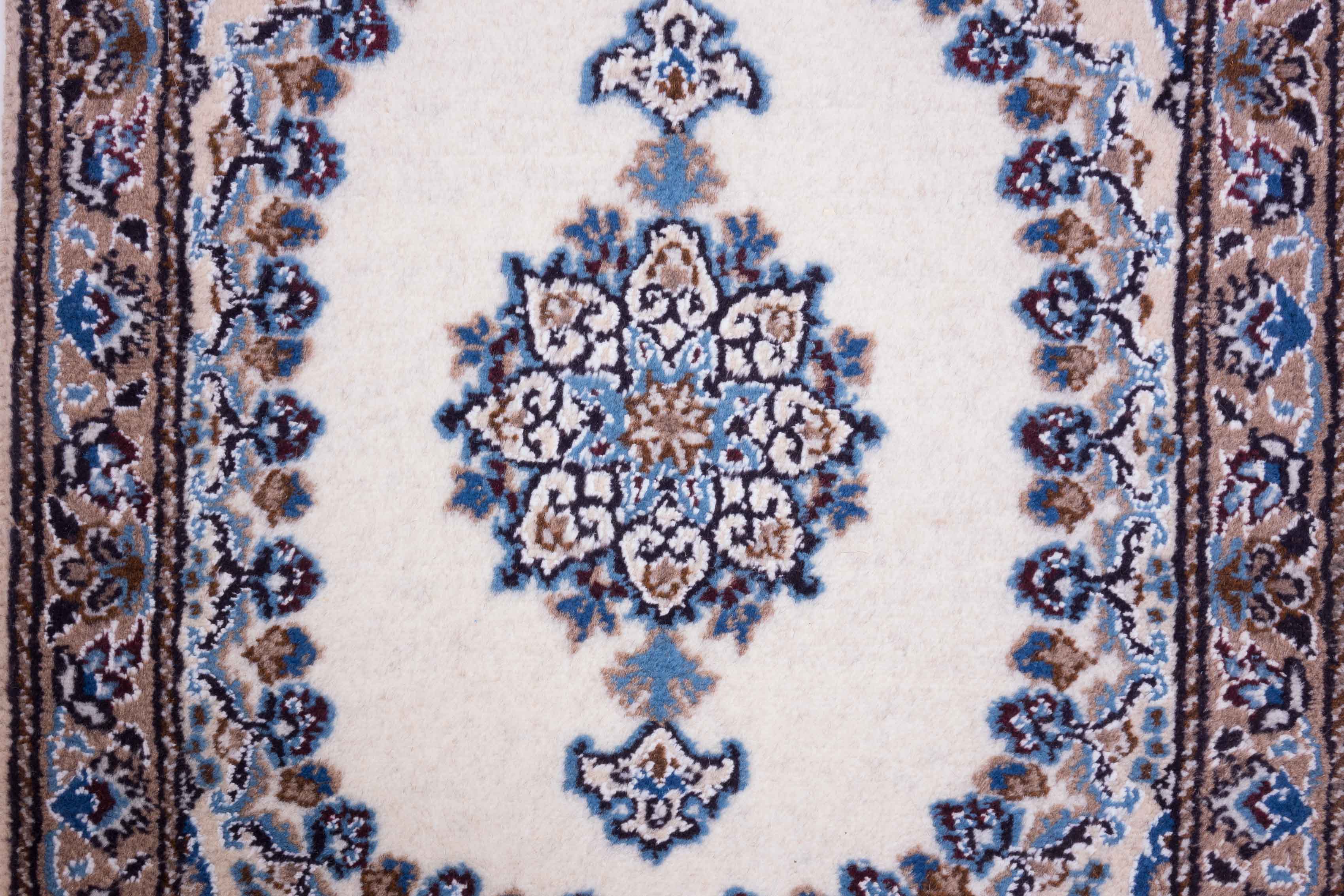 Perser Nain 60x80 Handgeknüpft Teppich Weiß Orientalisch Kurzflor Orient Rug
