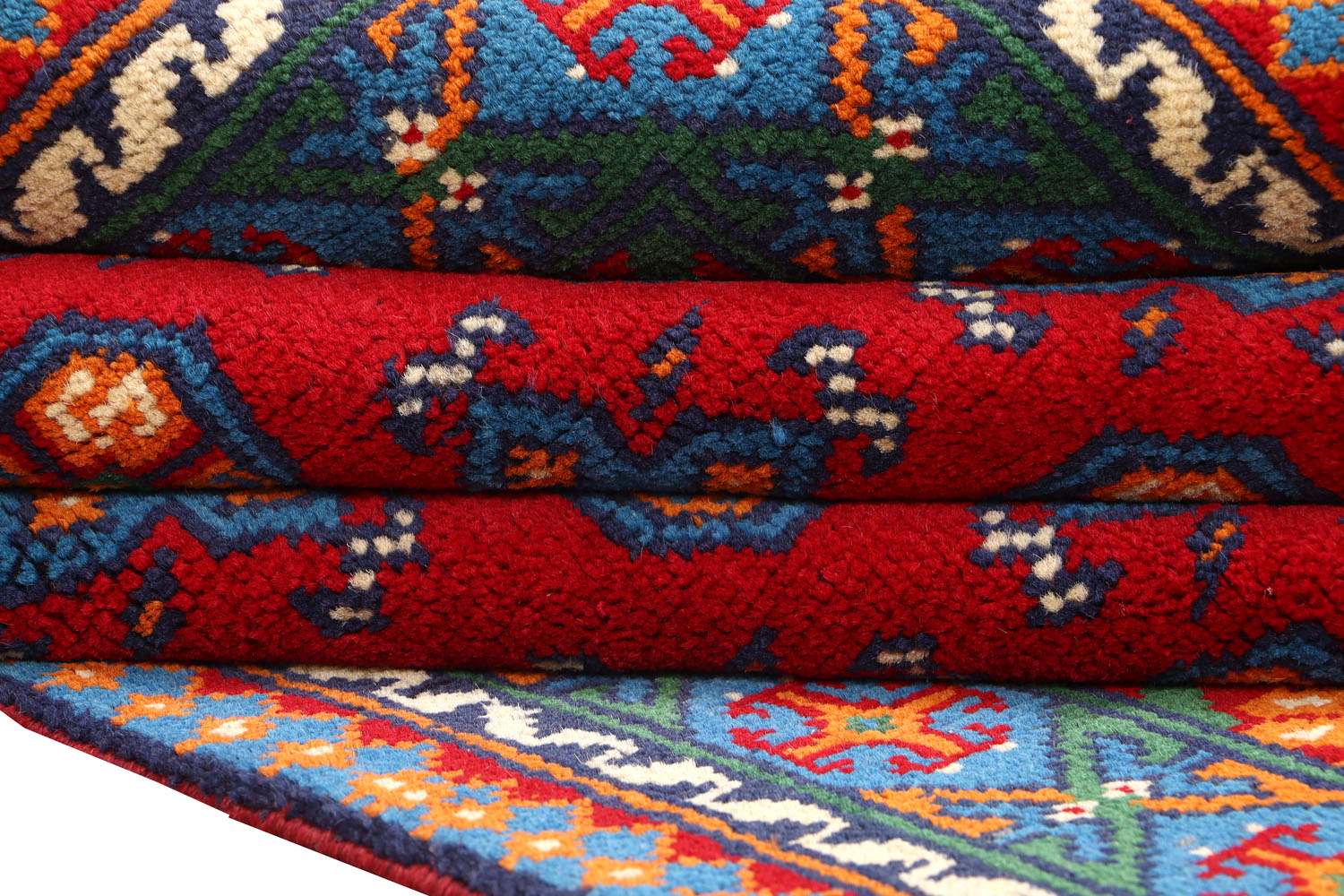 Afghan Akcha Rang Dar Teppich 120x180 Handgeknüpft Rot Durchgemustert Orient Kurzflor