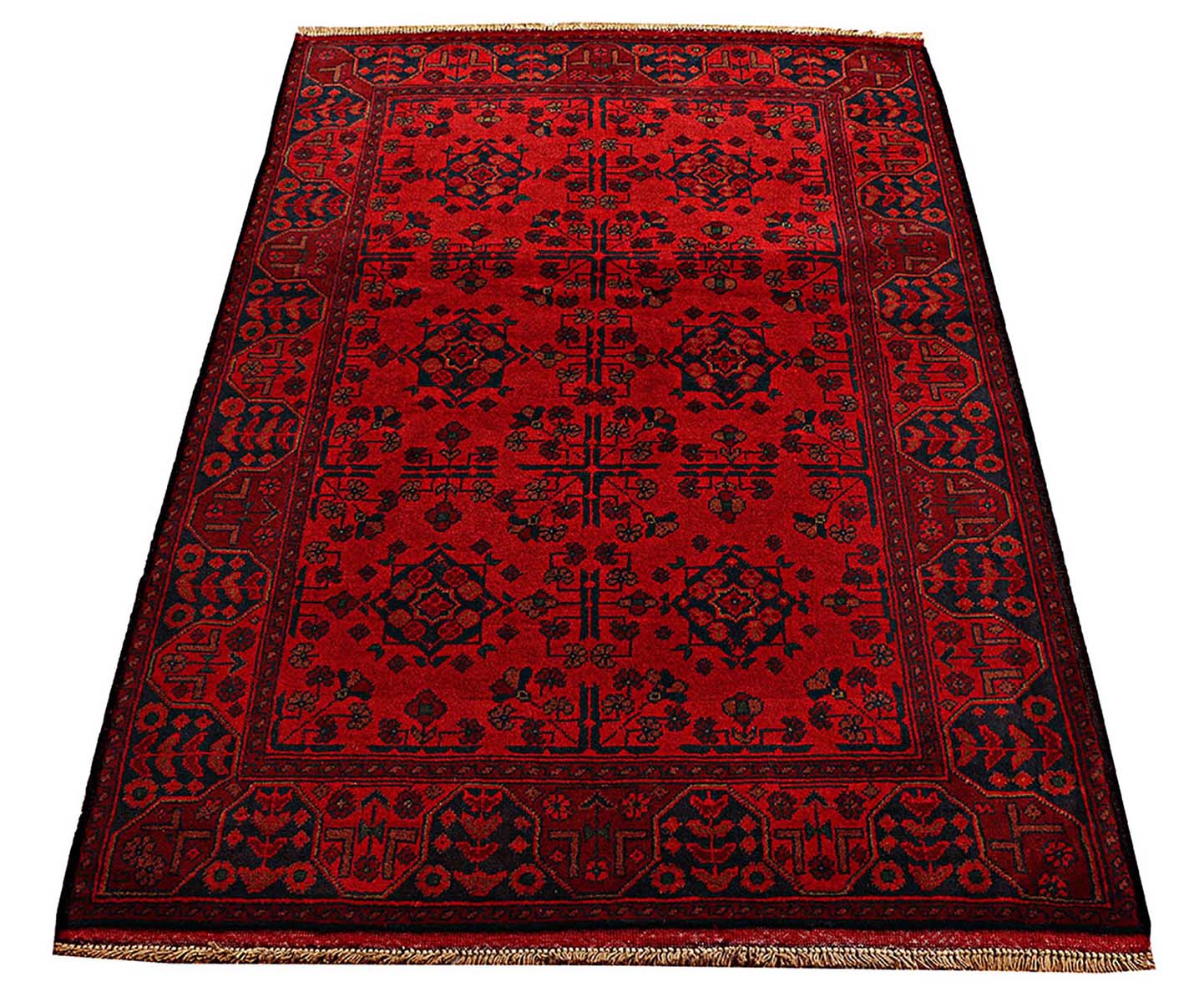 Afghan Khal Mohammadi Teppich 100x150 Handgeknüpft Braun Geometrisch Orient Kurzflor
