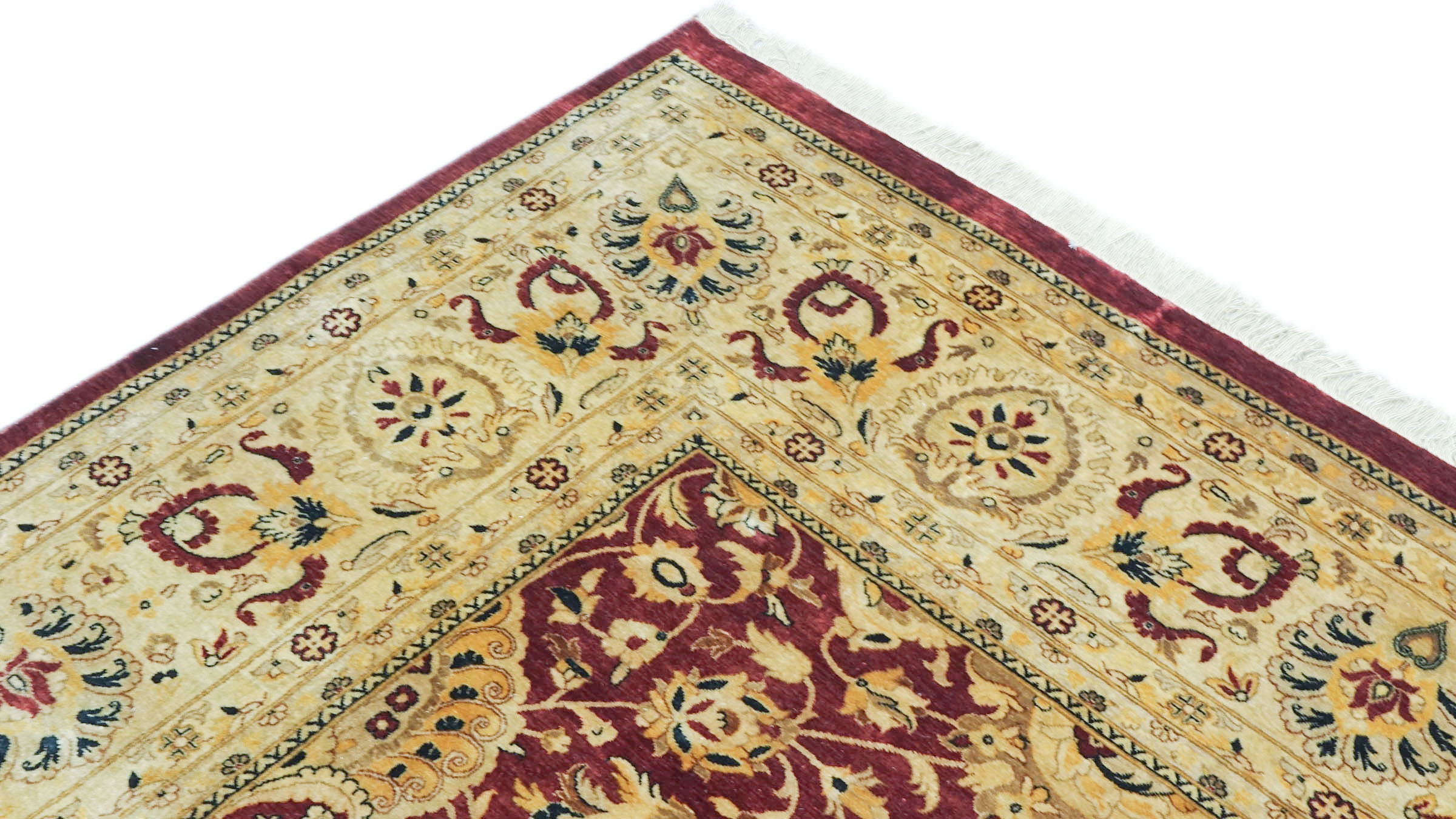 Pakistan Ziegler Ferahan Teppich 280x370 Handgeknüpft Rot Floral Orient Kurzflor
