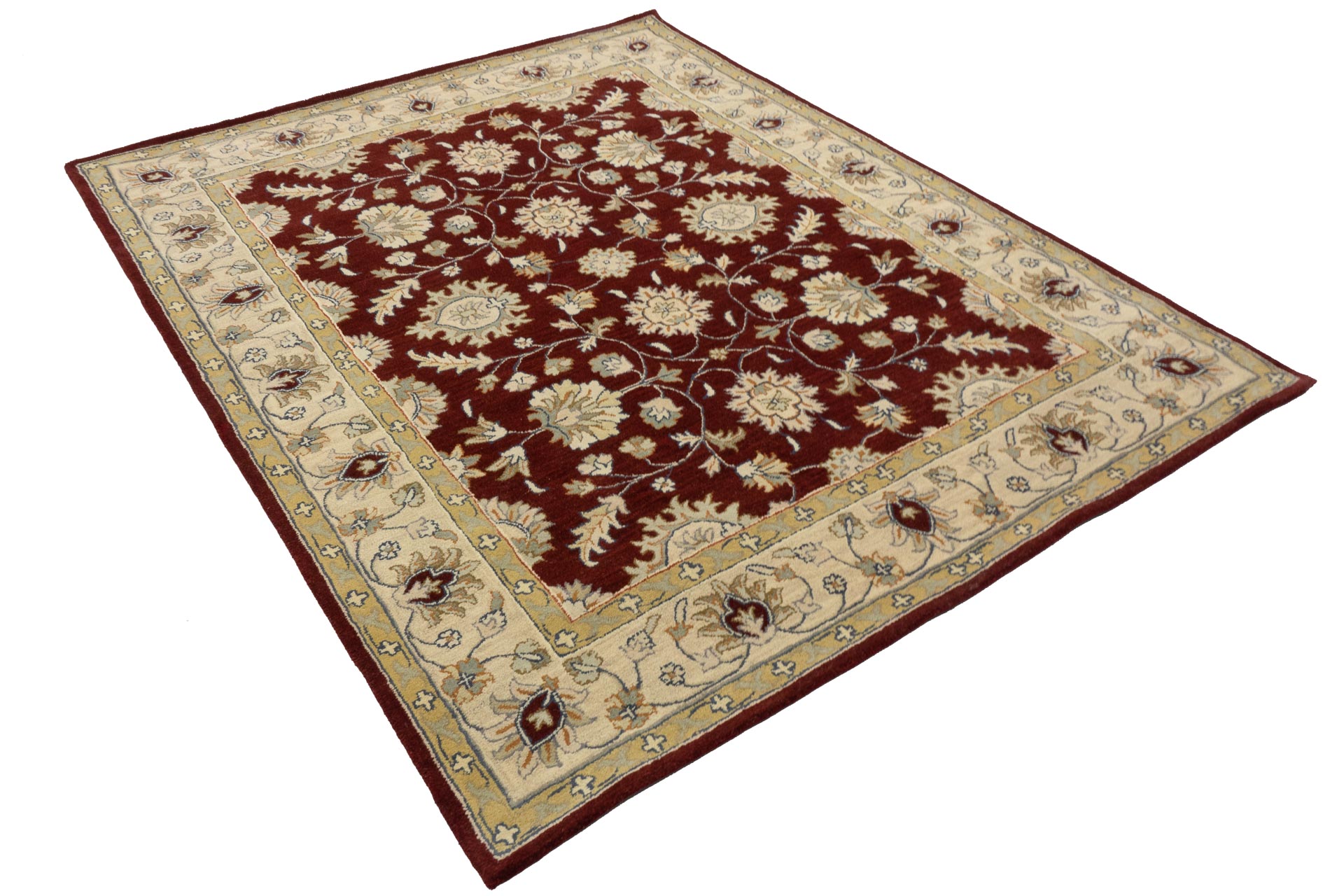 Handgefertigter Teppich 250x300 Rot Floral Handarbeit Handtuft Modern