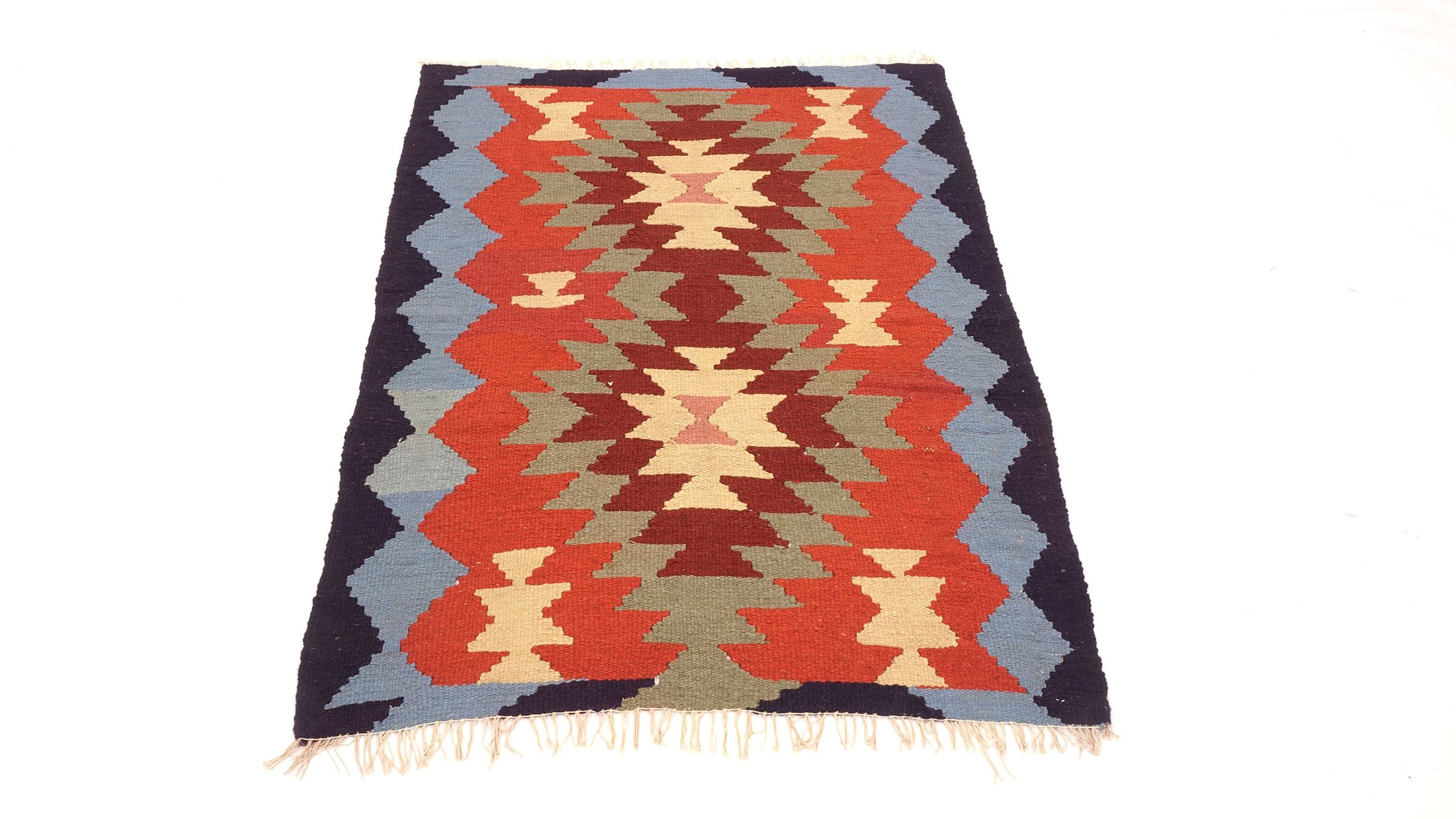 Perserteppich Kelim Ardebil 90x130 Handgewebt Braun Geometrisch Handarbeit Zimmer