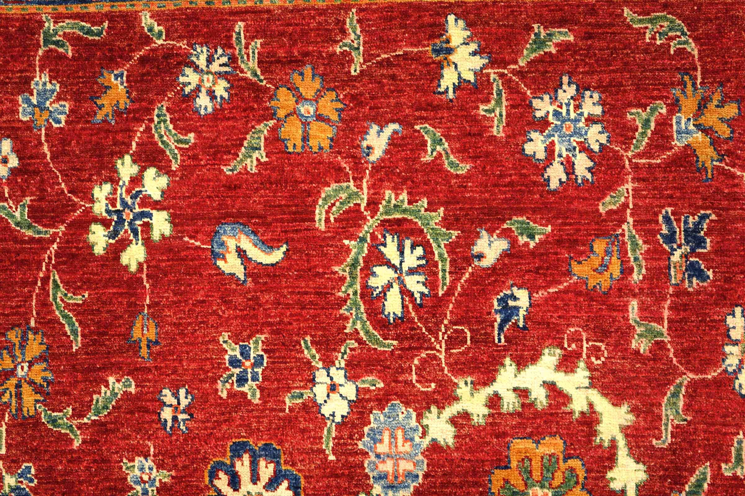 Afghan Chobi Ziegler 200x300 Handgeknüpft Orientteppich Rot Medaillon Wolle