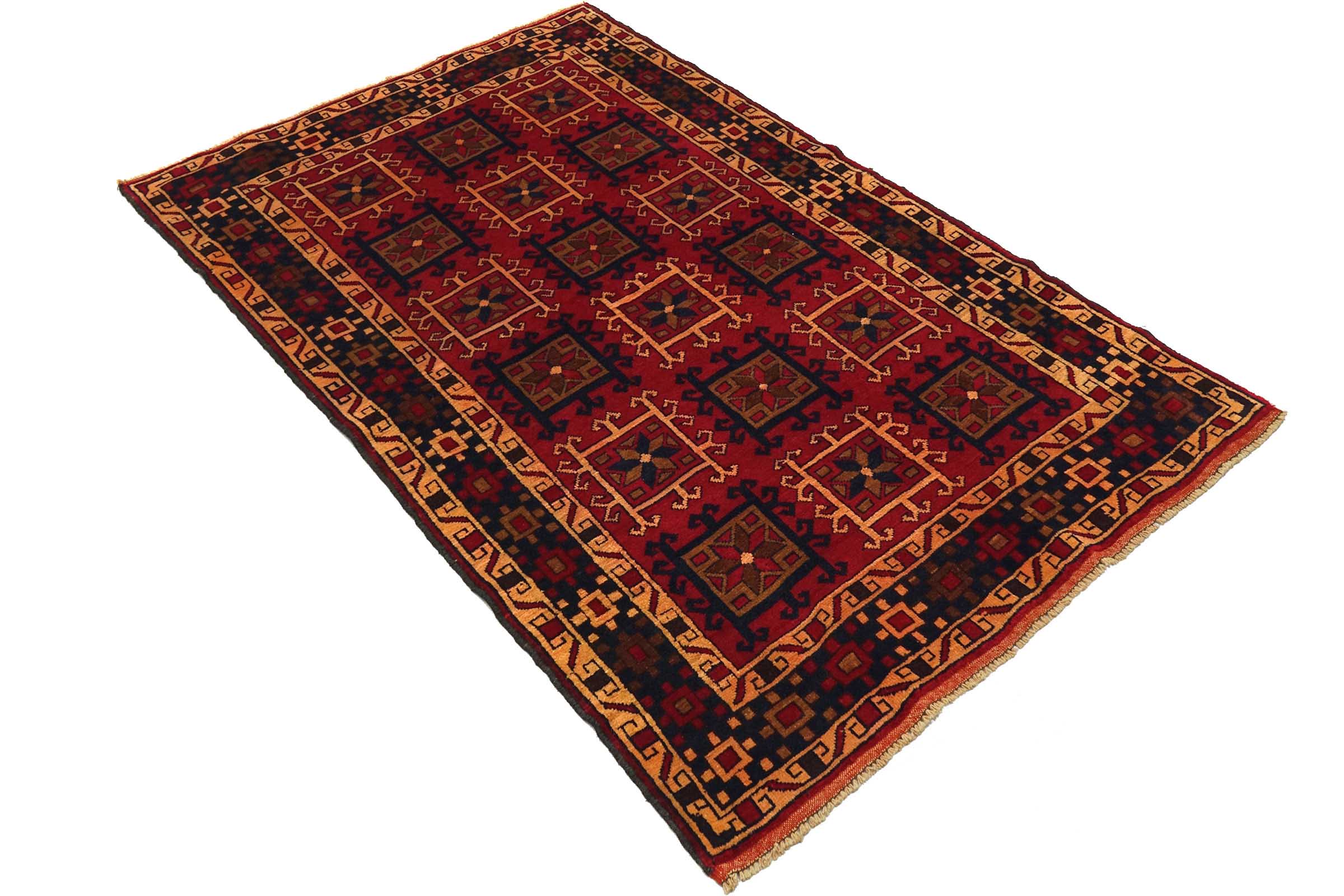 Afghan Belutsch Baluch 120x180 Handgeknüpft Orientteppich Rot Durchgemustert