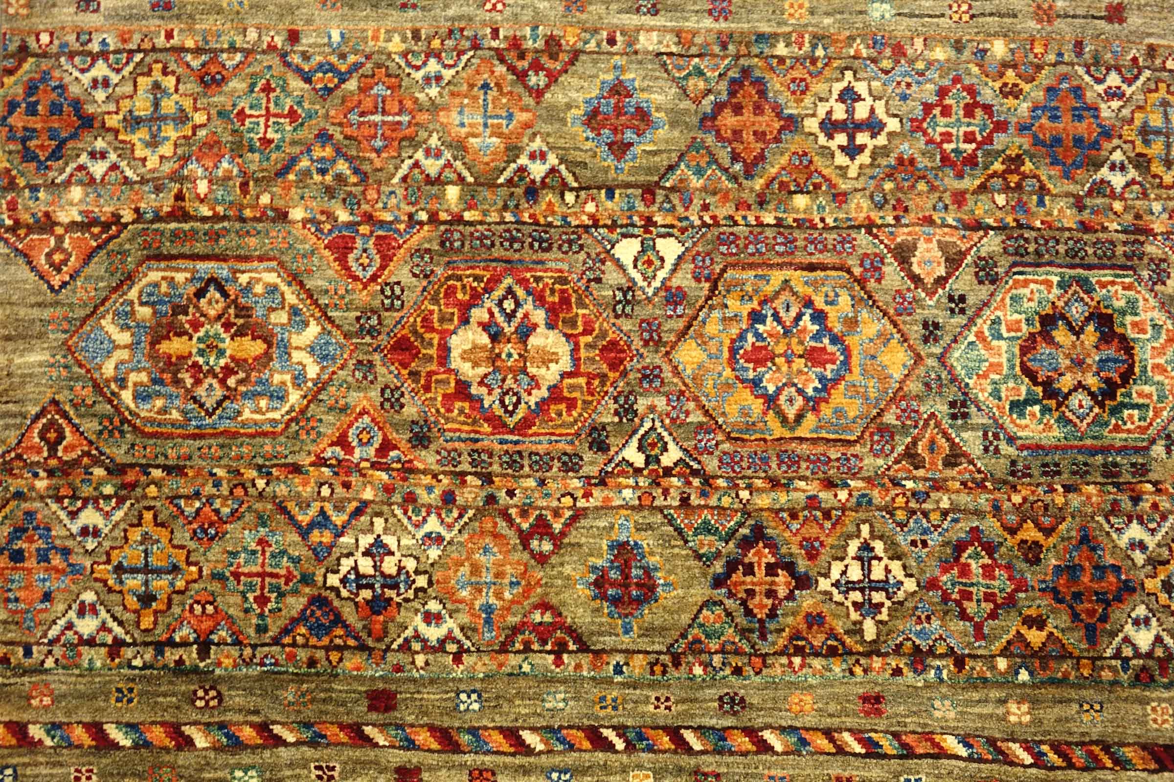 Afghan Khorjin Shaal 100x150 Handgeknüpft Orientteppich Braun Streifen Wolle