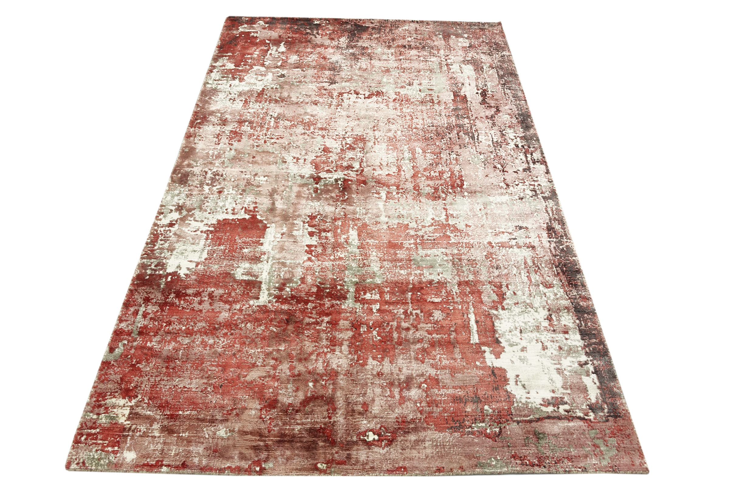 Handloom Vintage 230x160 Handgewebt Teppich 160x230 Rot Abstrakt Handarbeit Orient