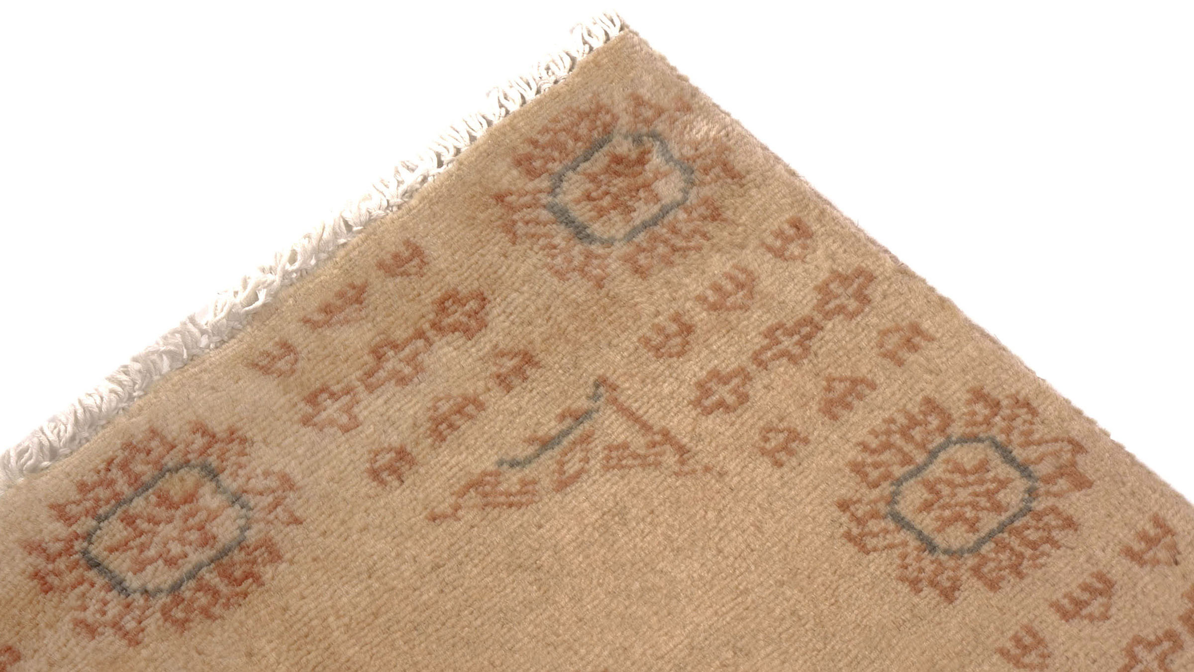 Pakistan Buchara 3ply Teppich 50x80 Handgeknüpft Beige Geometrisch Orient Kurzflor