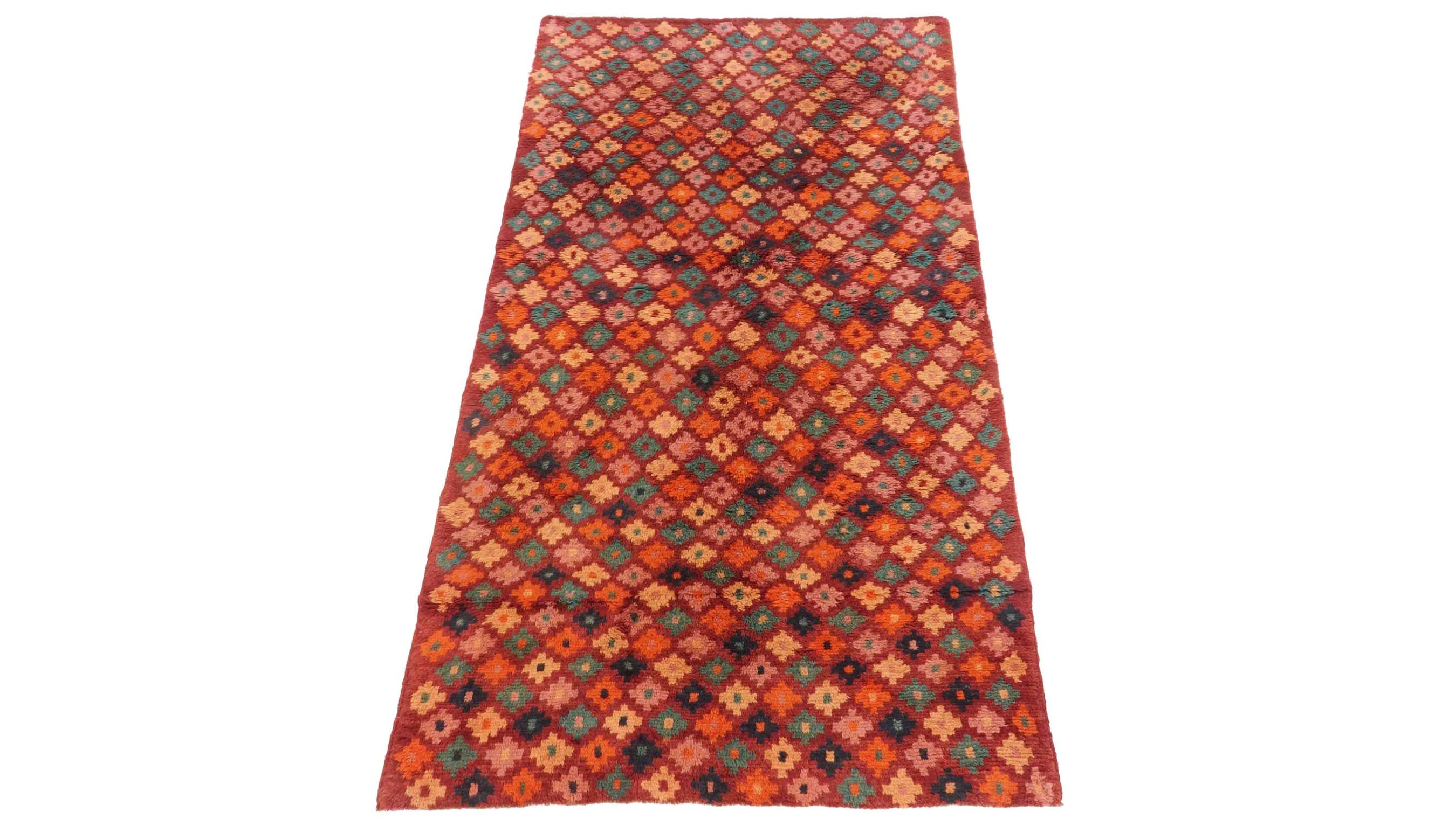 Gabbeh Teppich 100x190 Handgeknüpft Braun Durchgemustert Orientalisch UNIKAT Kurzflor