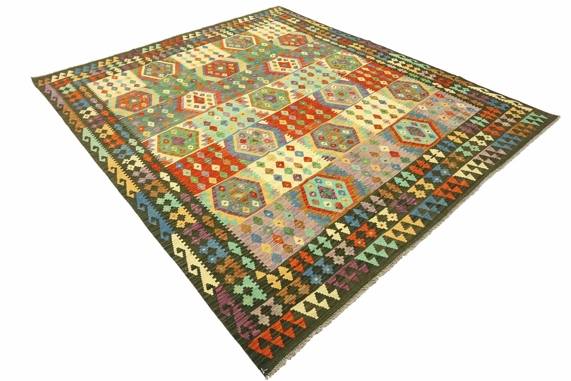 Afghan Maimana Kelim Bunt 250x300 Handgewebt Teppich Bunt Geometrisch Orient