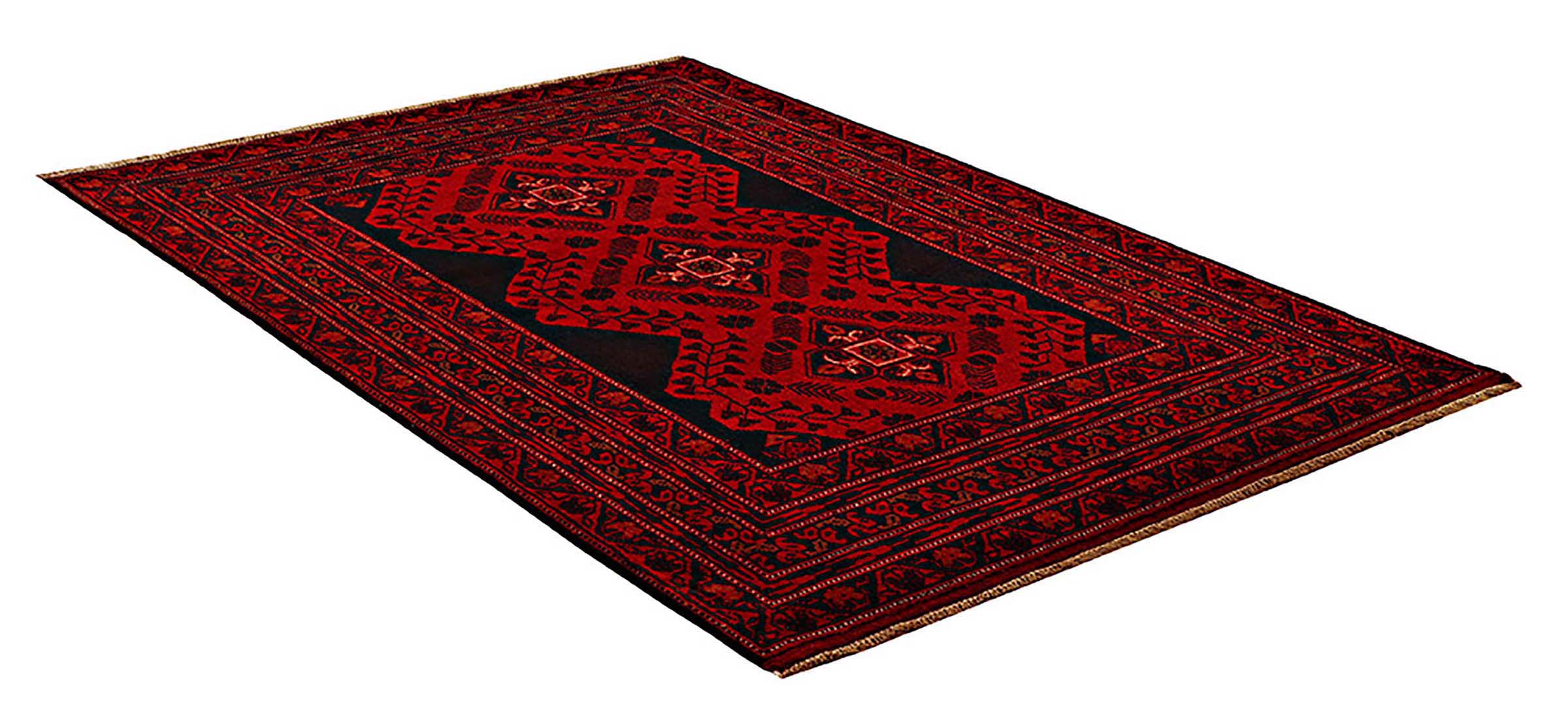 Afghan Khal Mohammadi Teppich 100x150 Handgeknüpft Braun Geometrisch Orient Kurzflor