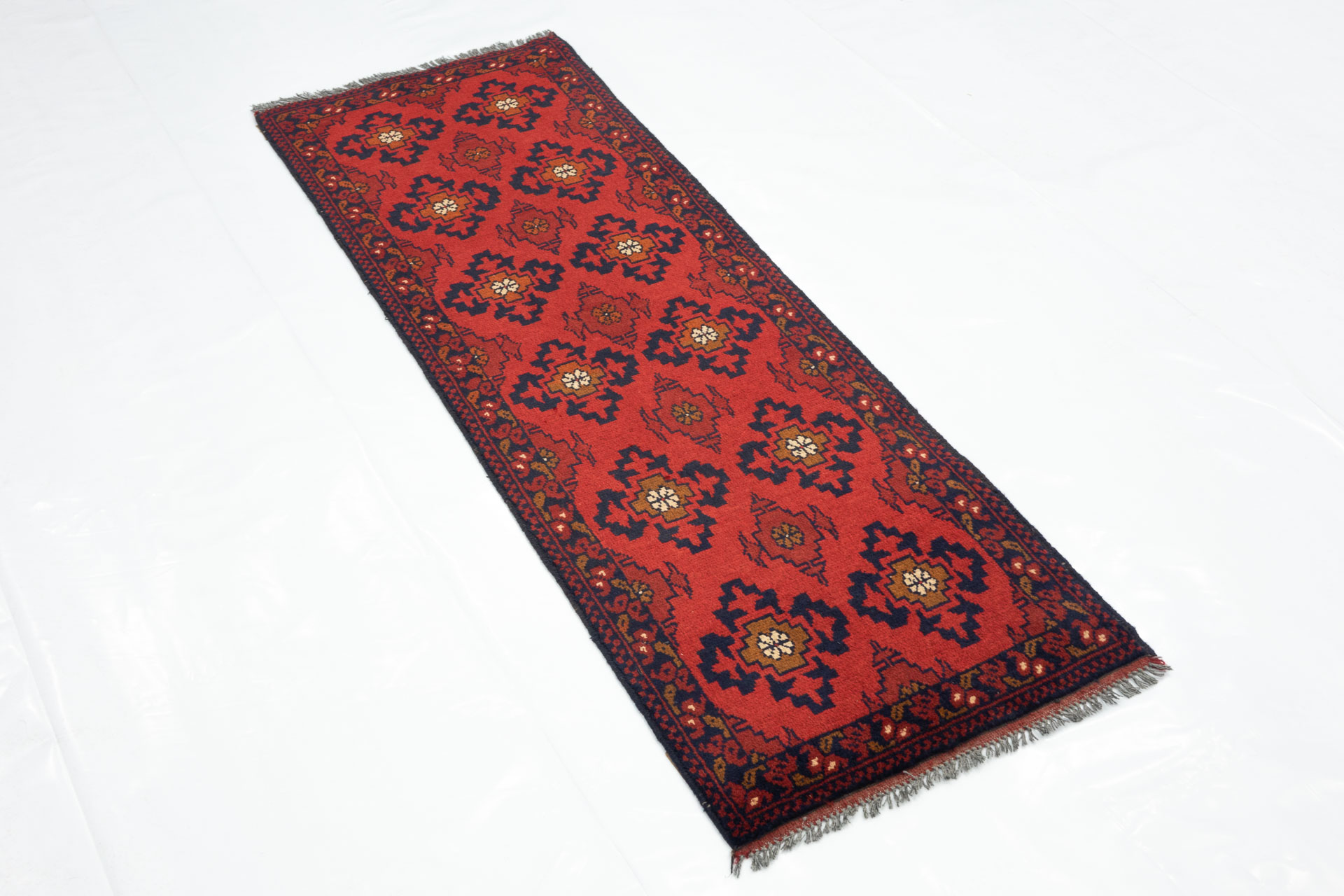 Afghan Khal Mohammadi 50x150 Handgeknüpft Teppich Läufer Braun Geometrisch