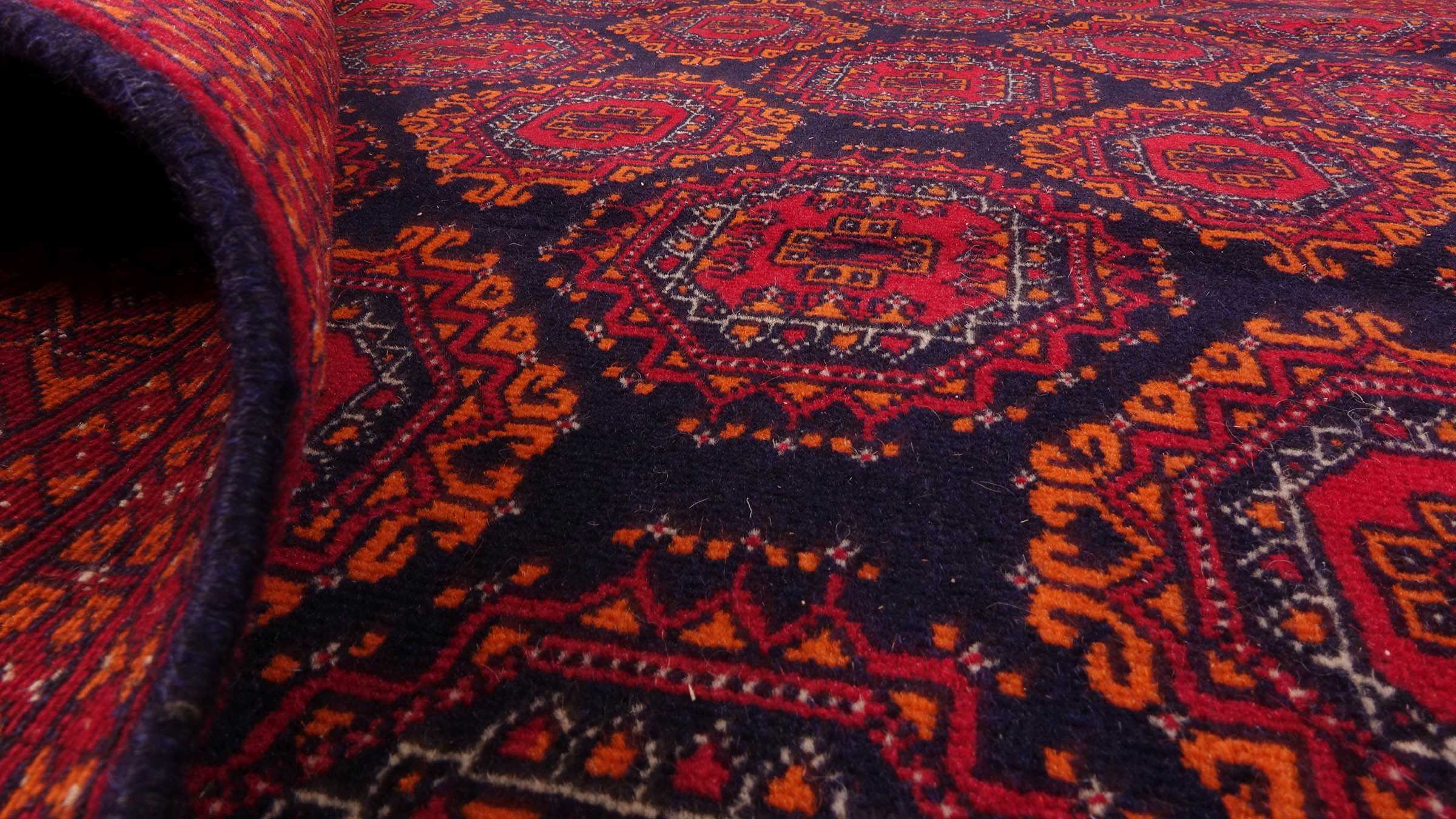 Afghanischer Teppich Sarough 200x300 Handgeknüpft Rot Geometrisch Orientalisch UNIKAT