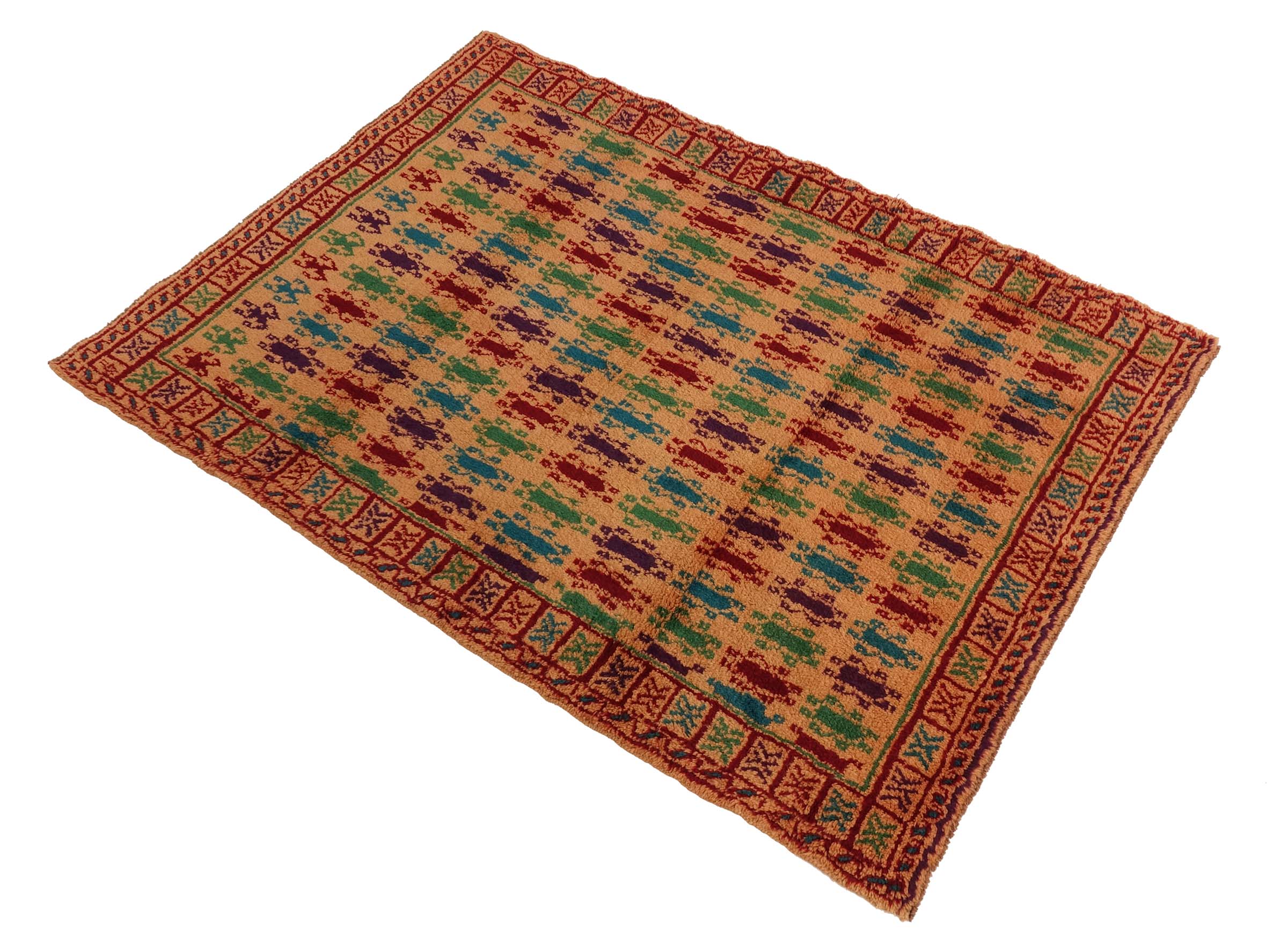 Gabbeh Teppich 120x170 Handgeknüpft Beige Gestreift Orientalisch UNIKAT Kurzflor