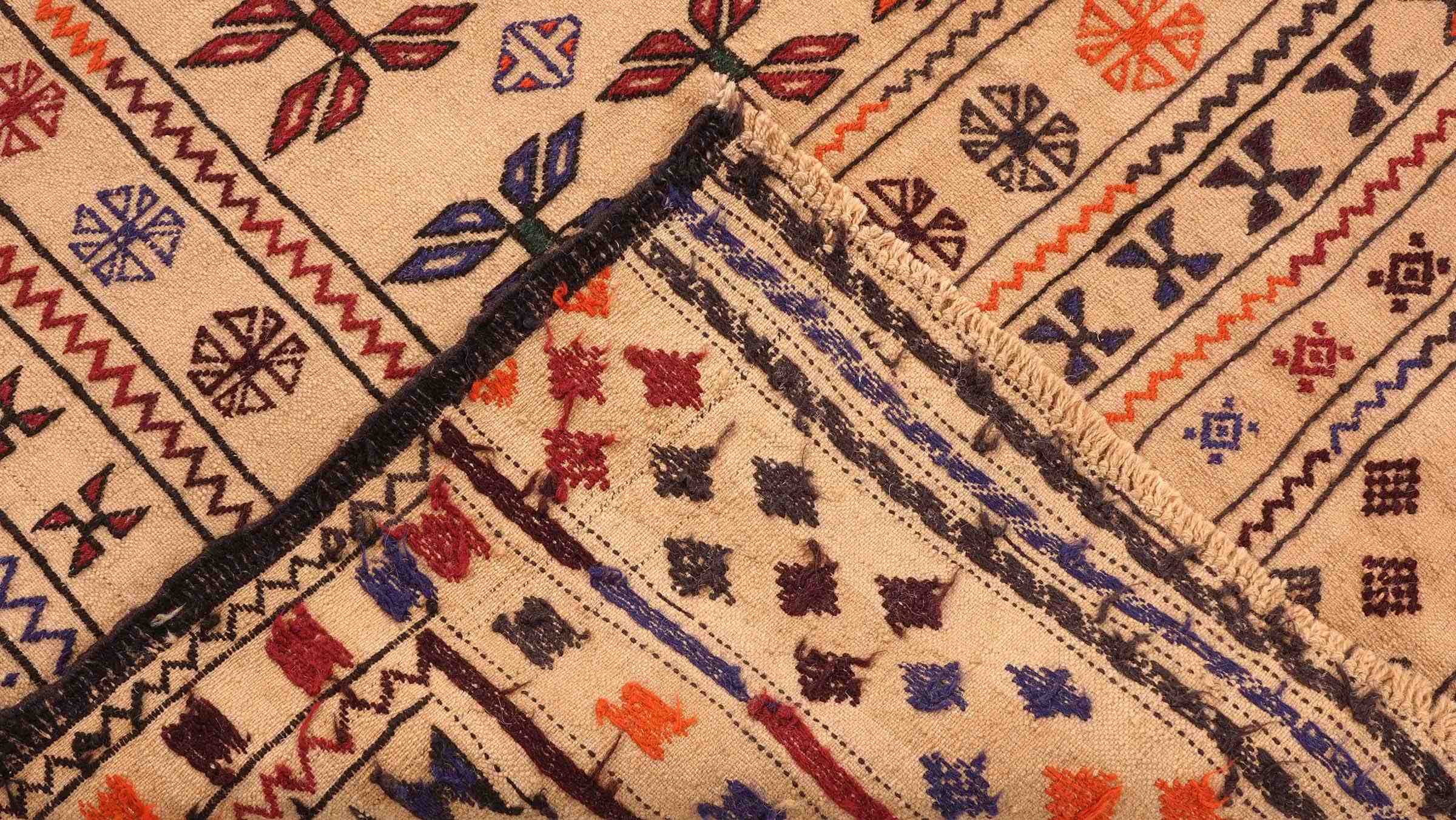 Afghan Kelim Gol Barjasta Teppich 120x180 Handgewebt Gold Geometrisch Handarbeit Gewebt