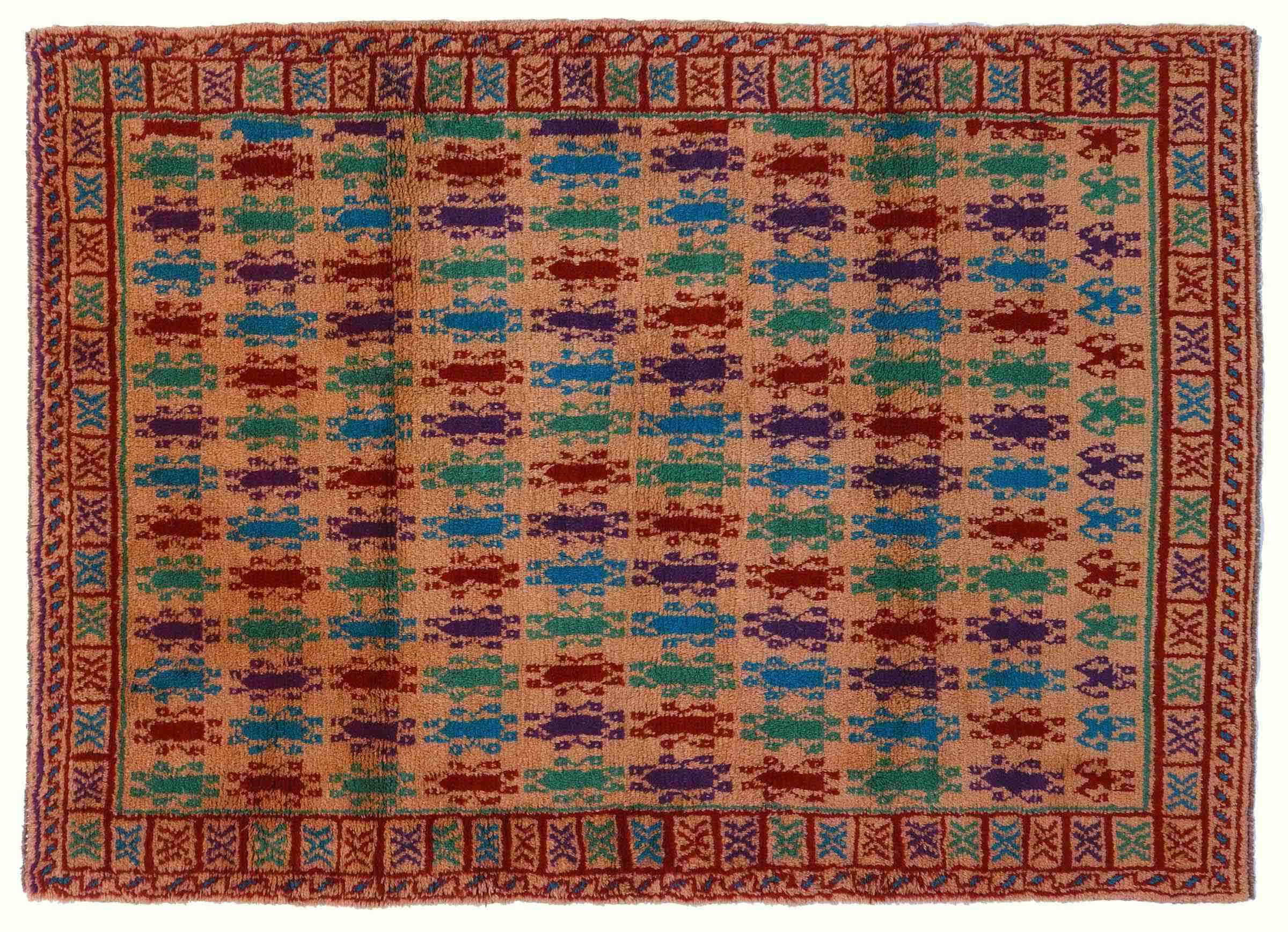 Gabbeh Teppich 120x170 Handgeknüpft Beige Gestreift Orientalisch UNIKAT Kurzflor