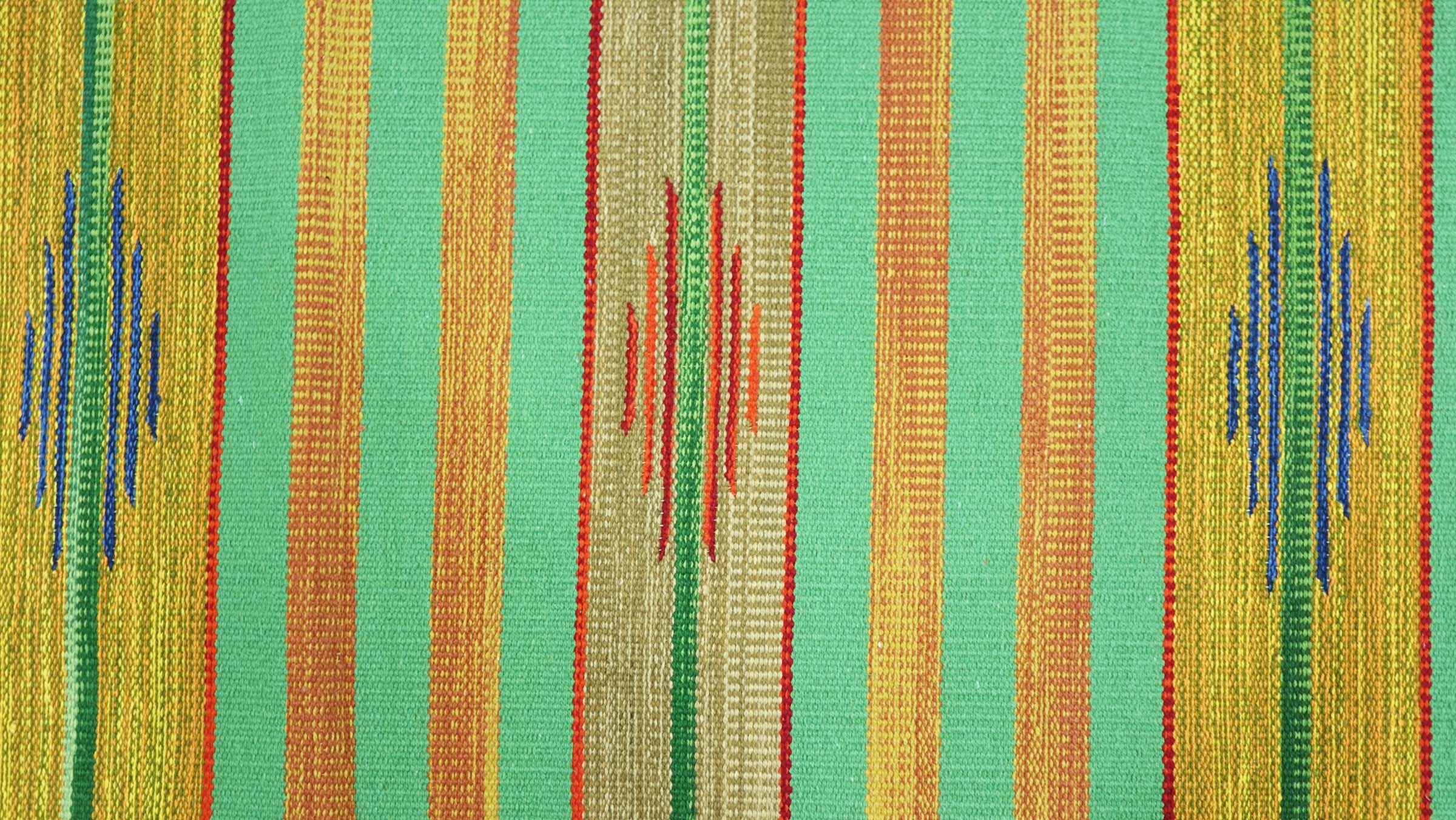 Knallbunter Kelim Teppich 60x120 Handgewebt Mehrfarbig Gestreift Handarbeit Gewebt