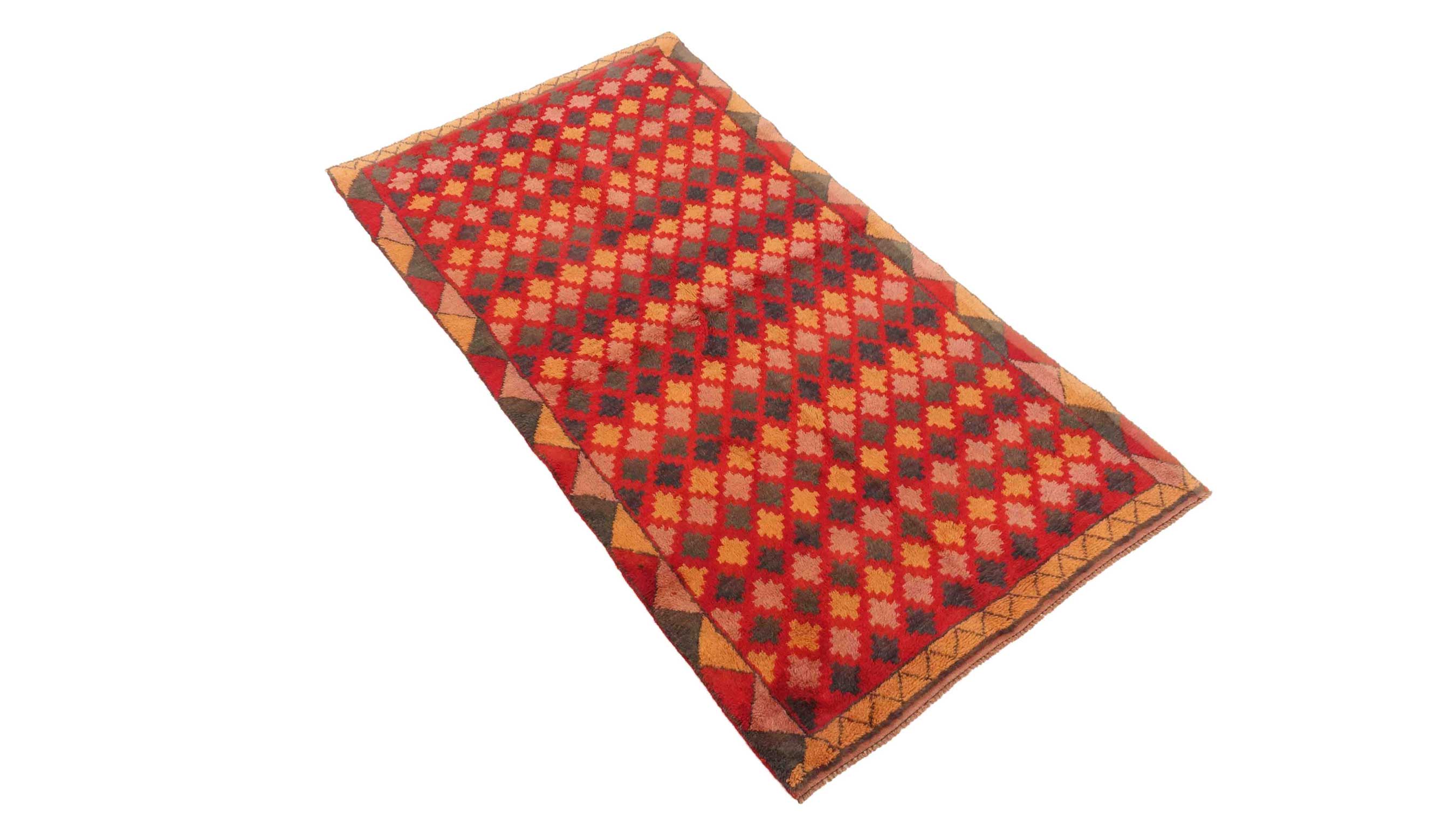 Gabbeh Teppich 110x200 Handgeknüpft Rot Streifen Orientalisch UNIKAT Kurzflor