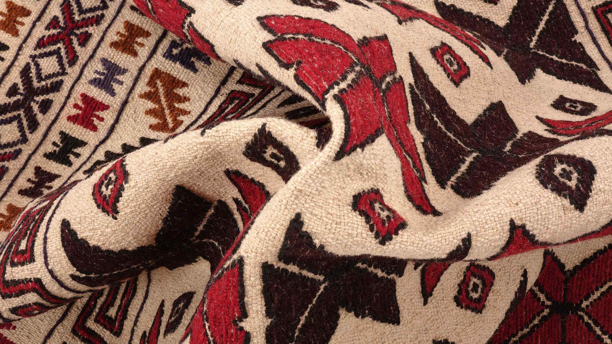 Afghan Kelim Gol Barjasta Teppich 140x180 Handgewebt Beige Geometrisch Handarbeit