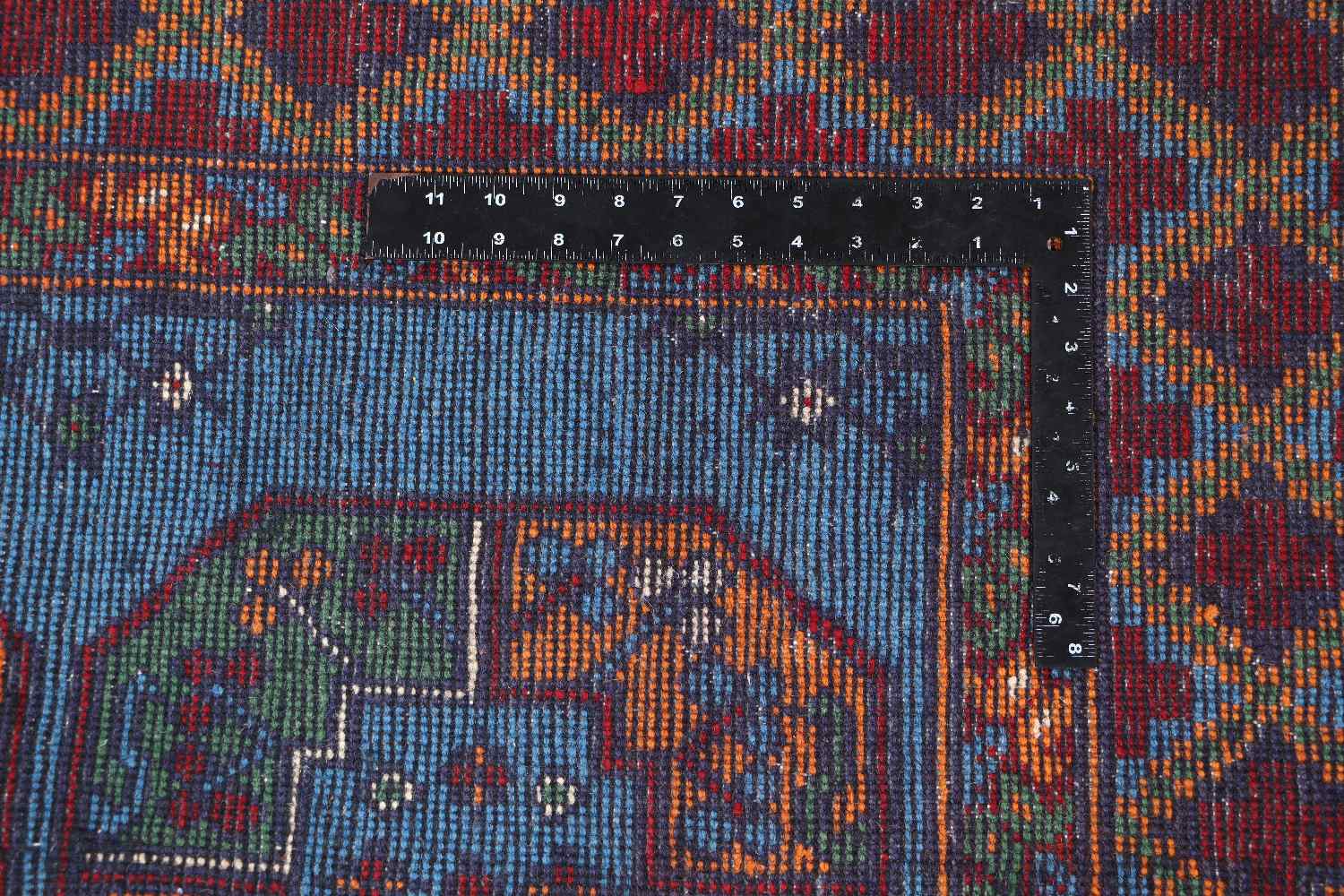 Afghan Akcha Rang Dar Teppich 150x200 Handgeknüpft Blau Durchgemustert Orient Kurzflor