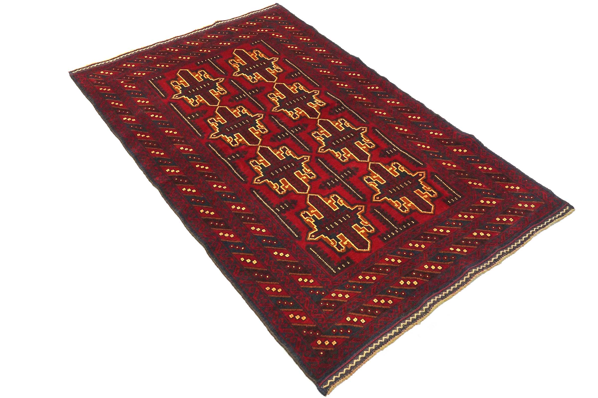 Afghan Belutsch Baluch 120x180 Handgeknüpft Orientteppich Rot Durchgemustert