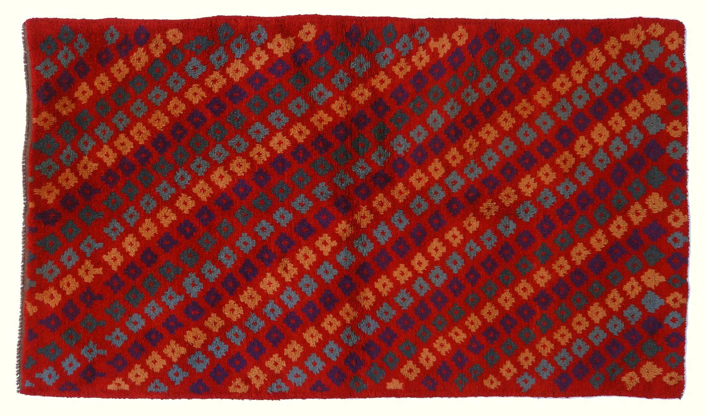 Gabbeh Teppich 110x190 Handgeknüpft Rot Gestreift Orientalisch UNIKAT Kurzflor