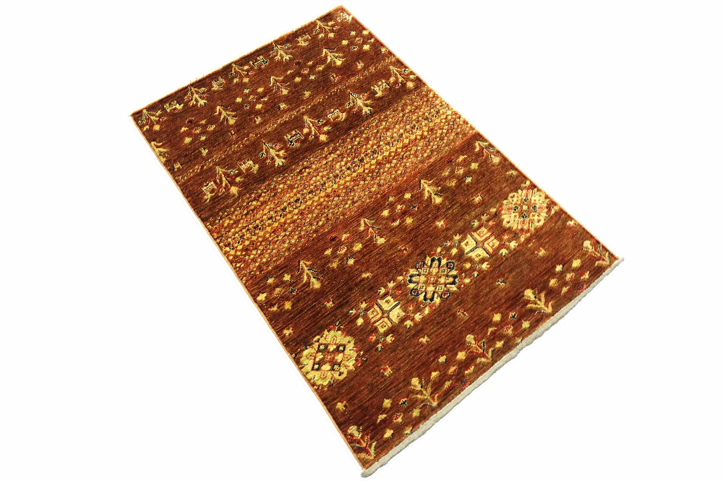 Afghan Khorjin Shaal 80x120 Handgeknüpft Orientteppich Braun Blume Wolle