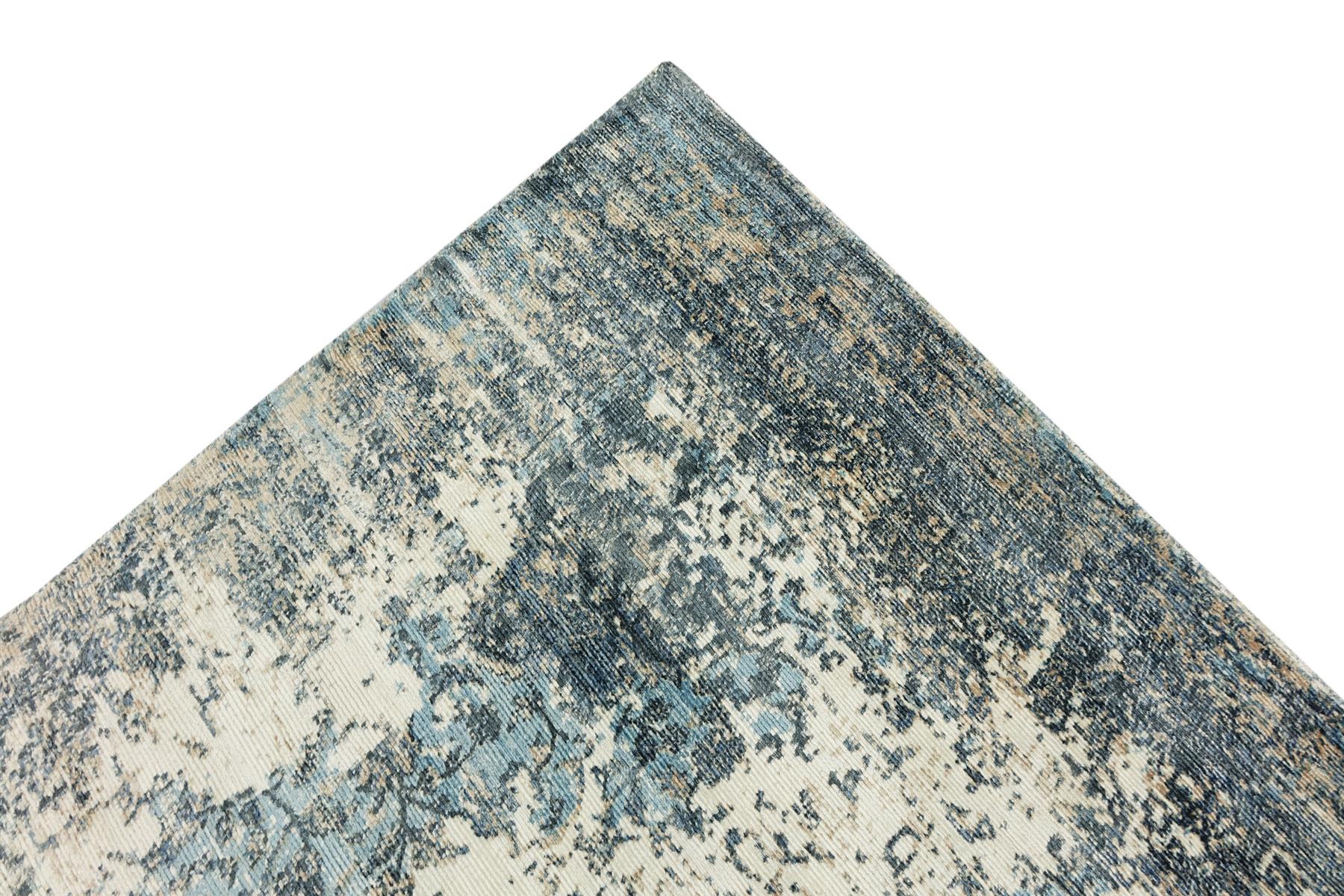 Handlloom Vintage Carpet 170x240 Handwoven Blue Abstract Handwoven Room