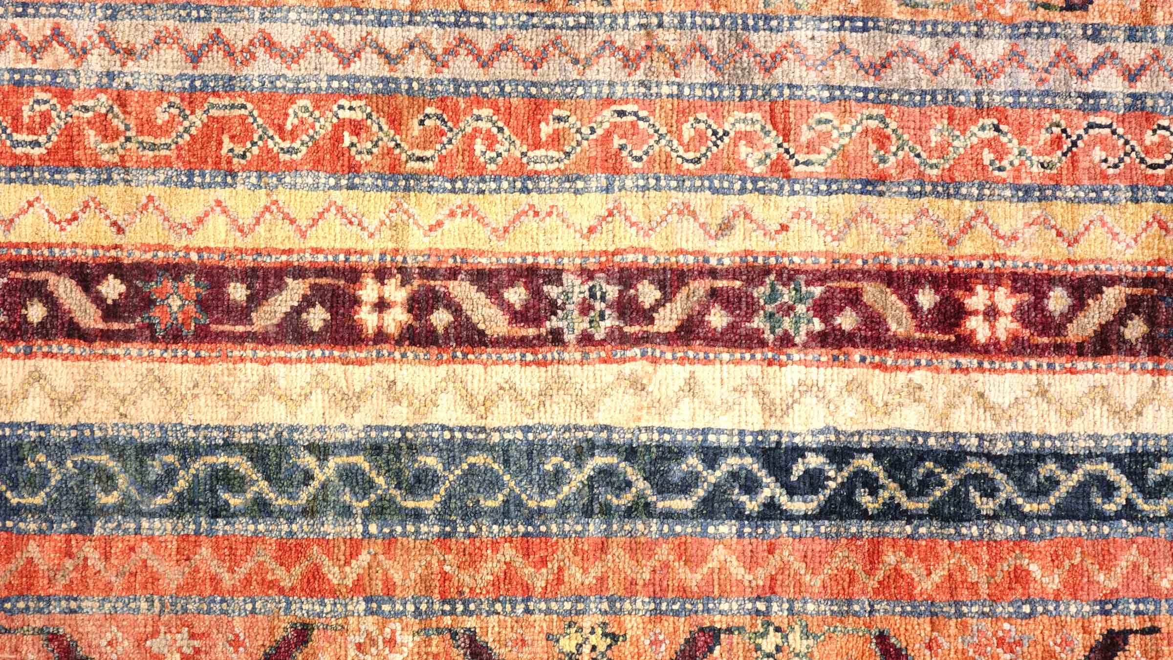 Afghan Khorjin Shaal Teppich 100x150 Handgeknüpft Grau Streifen Orient Kurzflor