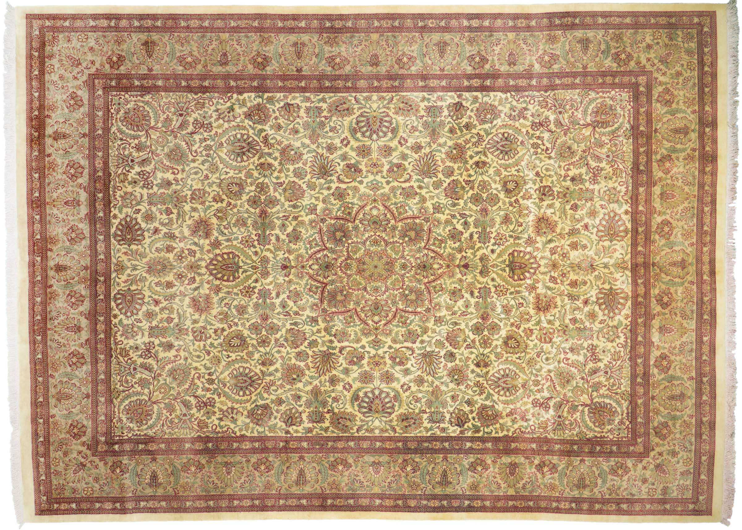 Pakistan Ziegler Ferahan Teppich 250x350 Handgeknüpft Beige Floral Orient Kurzflor