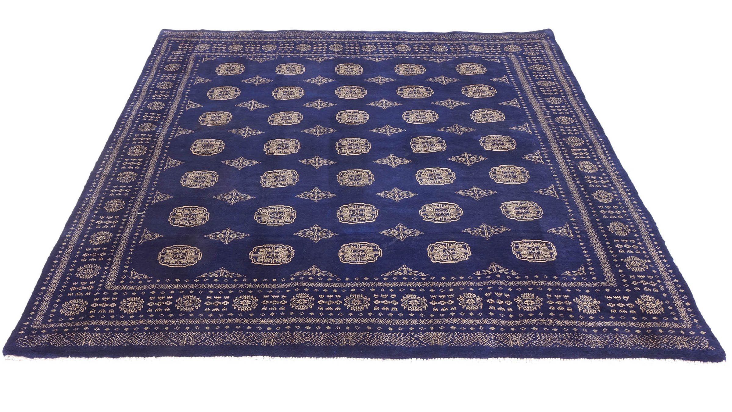 Pakistan Buchara 3ply Teppich 200x200 Handgeknüpft Quadratisch Blau Geometrisch Orient