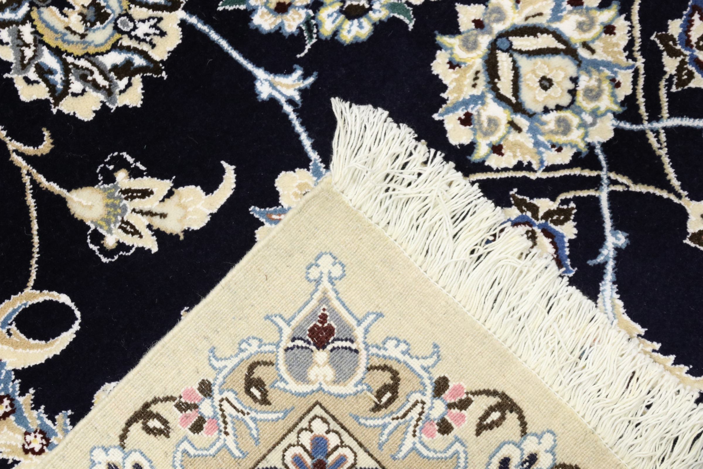 Perserteppich Nain 9LA 200x300 Handgeknüpft Dunkelblau Medaillon Orientalisch UNIKAT