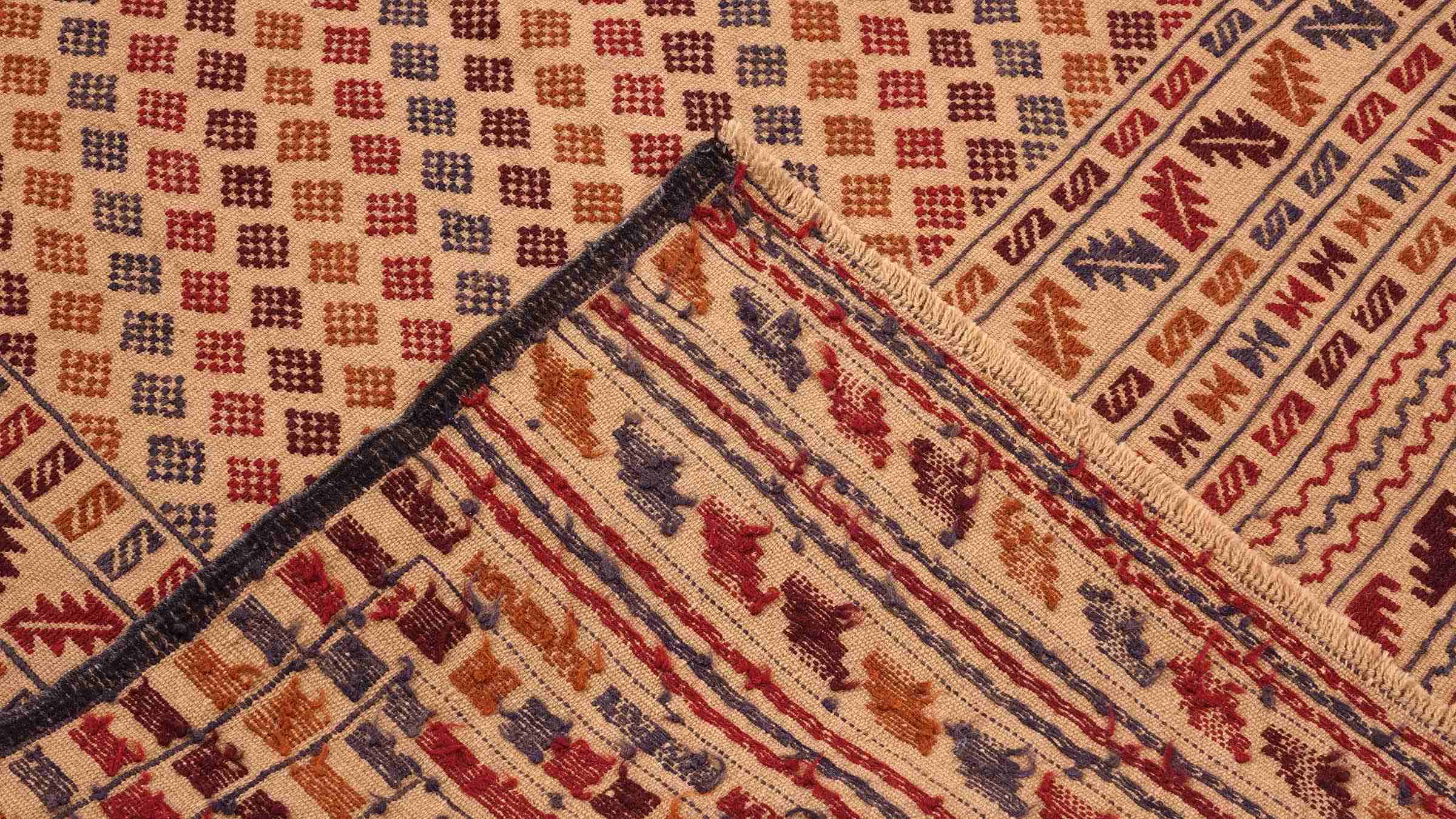 Afghan Kelim Gol Barjasta Teppich 120x190 Handgewebt Gold Geometrisch Handarbeit Gewebt