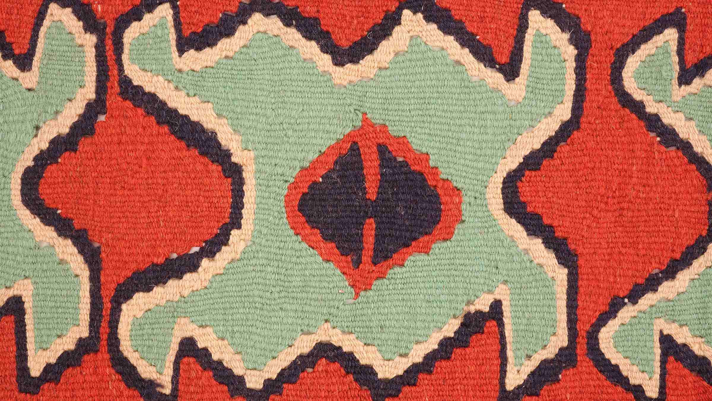 Perserteppich Kelim Ardebil 100x140 Handgewebt Grün Geometrisch Handarbeit Zimmer