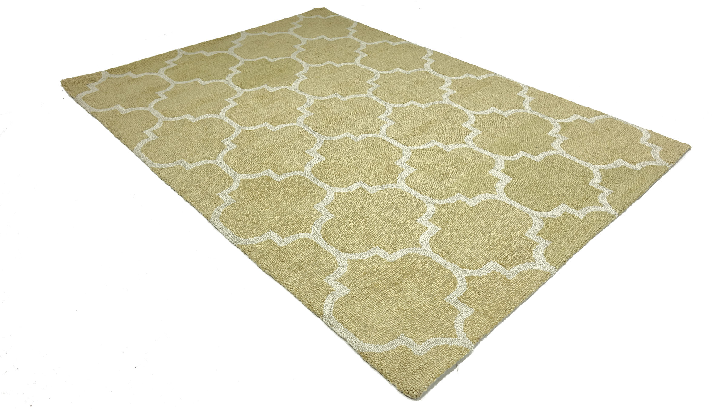 Handgefertigter moderner Wollteppich 160x230 Beige Ornamente Handarbeit Handtuft
