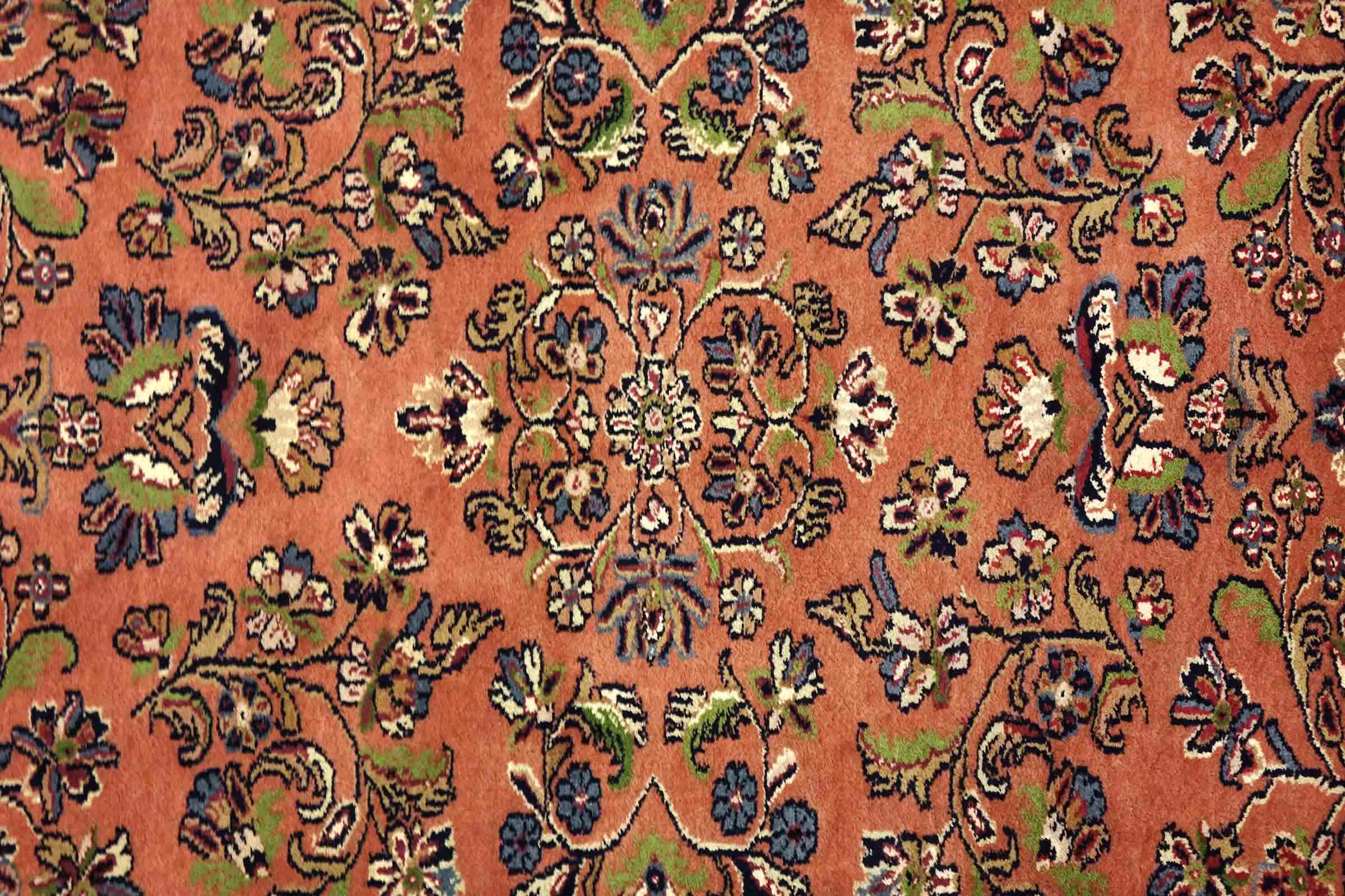 Sarough Teppich 100x200 Handgeknüpft Beige Floral Wolle Kurzflor Rug