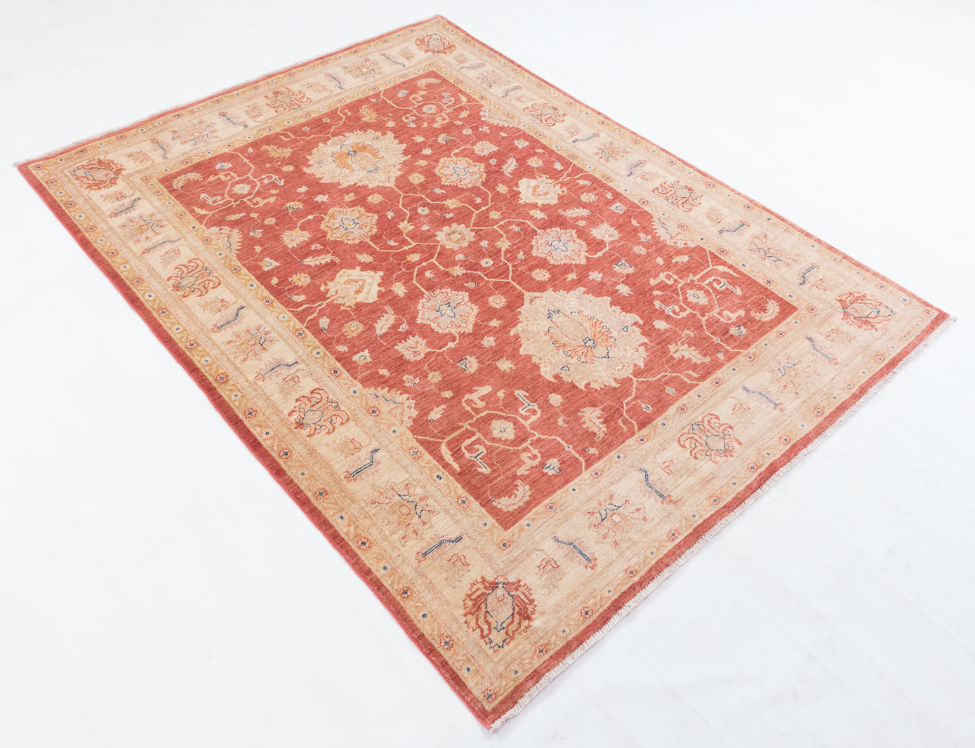 Afghan fine Ferahan Ziegler carpet 150x200 hand-knotted beige floral pattern Orient