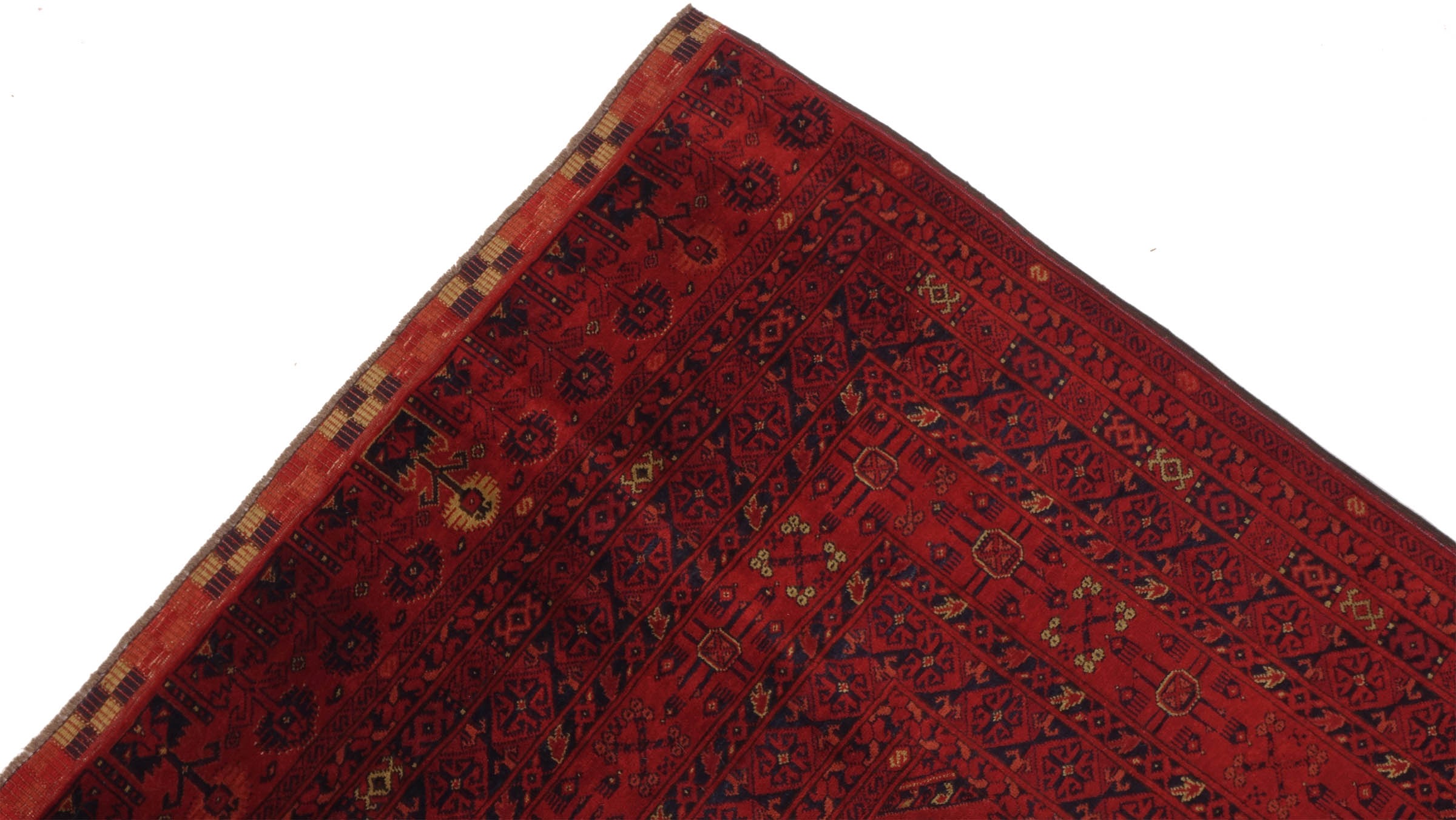 Afghan Teppich Turkmene 200x300 Handgeknüpft Rot Geometrisch Orientalisch UNIKAT